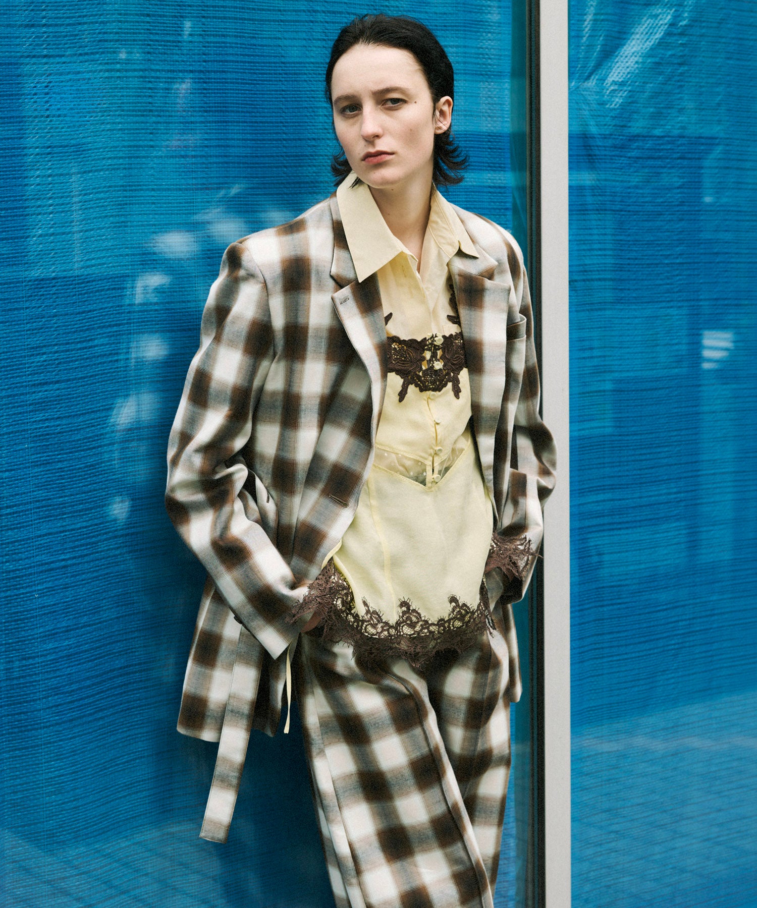Ombre Check Pattern Tailored Jacket