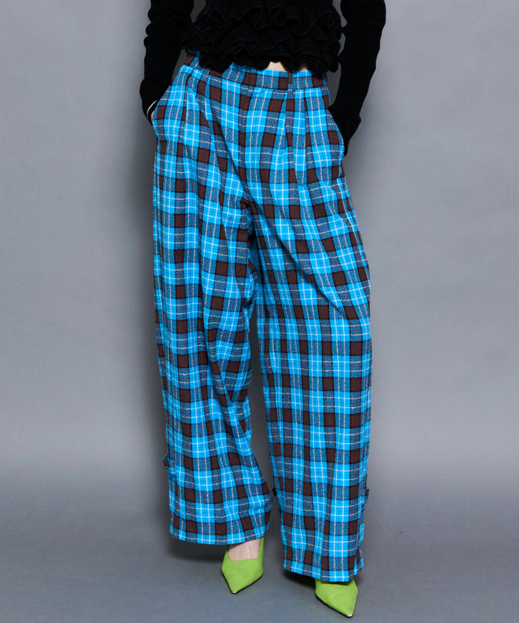 MAISON SPECIAL ループチェック2タックパンツ SALE】Loop Yarn Plaid Two-tuck Pants