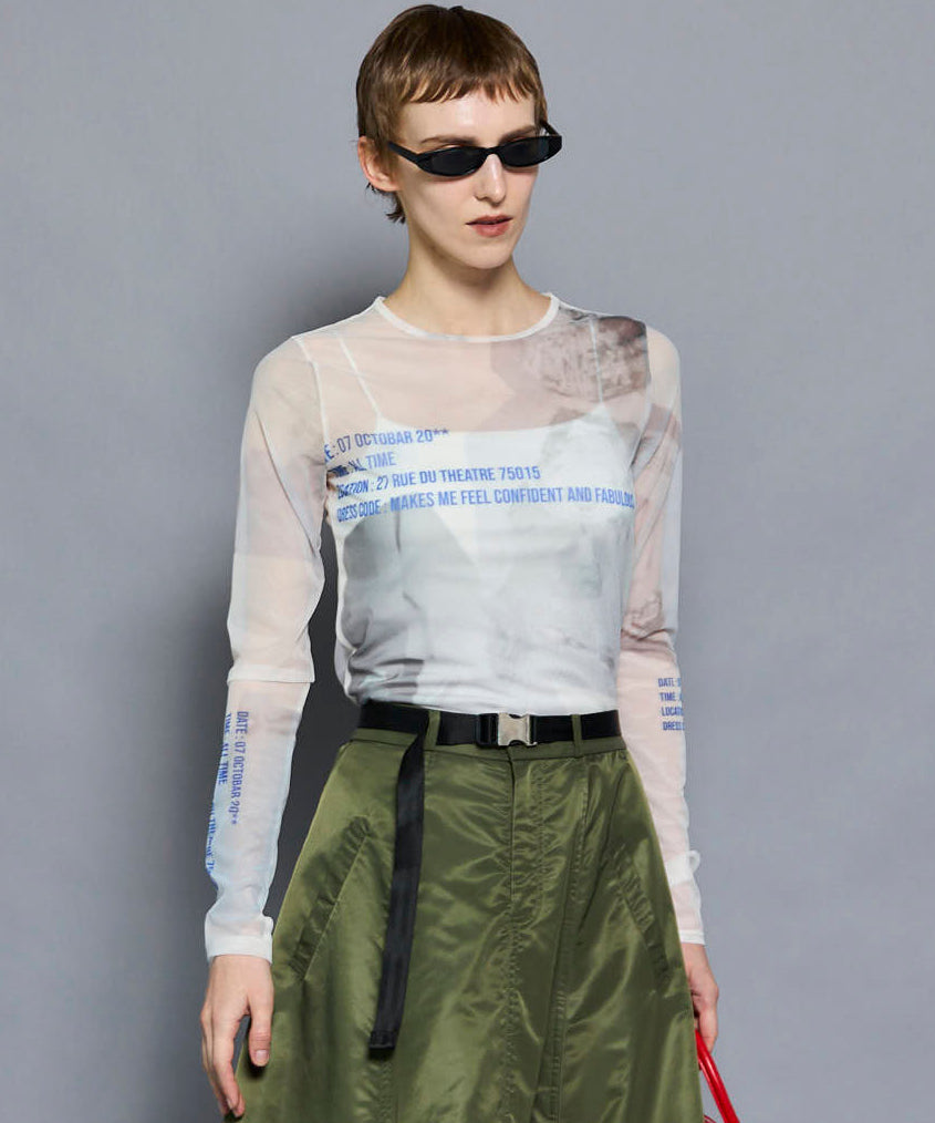 SALE】ORDINARY DAYS PRINT SHEER TOPS