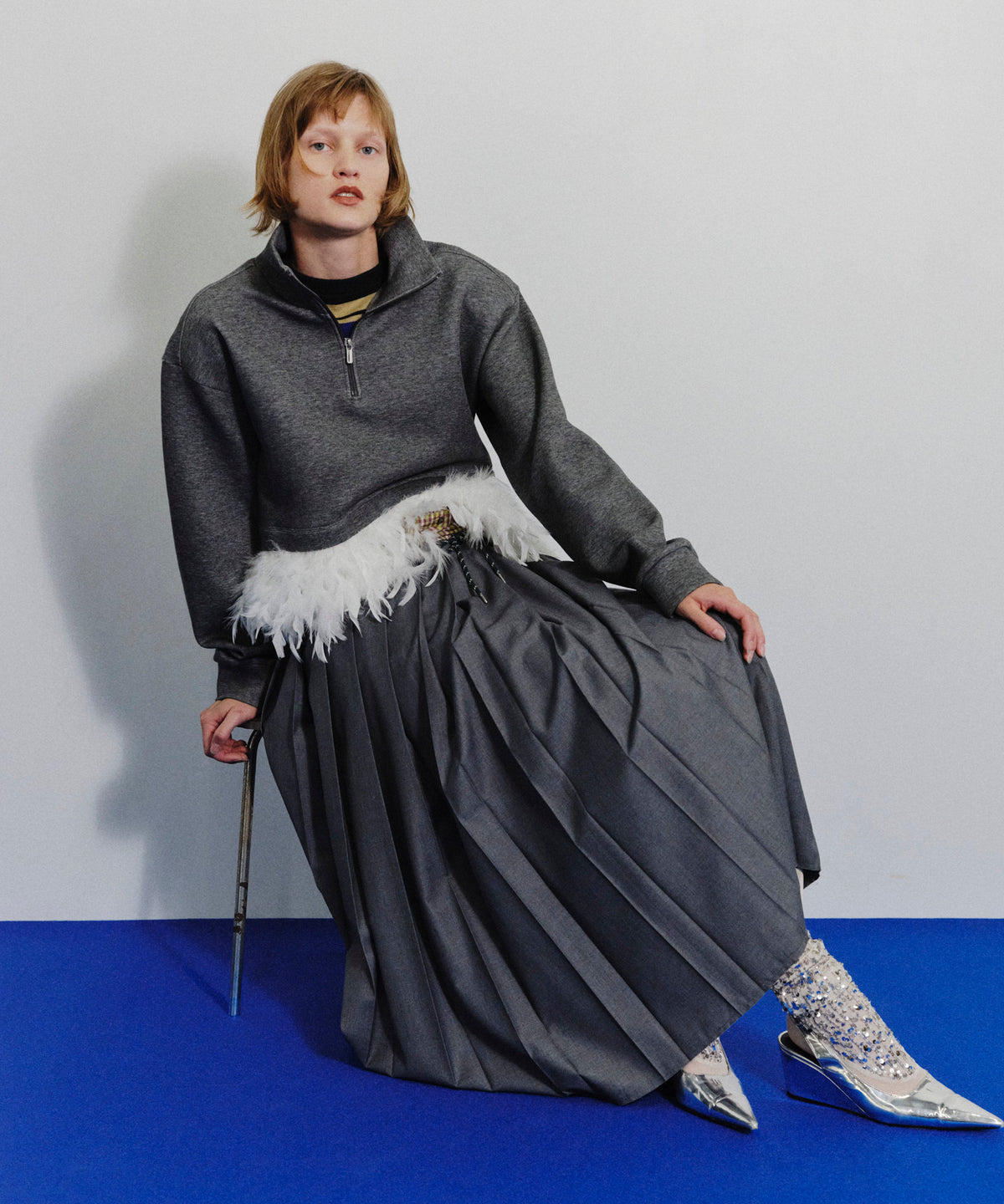 Waist Drawstring Pleated Skirt