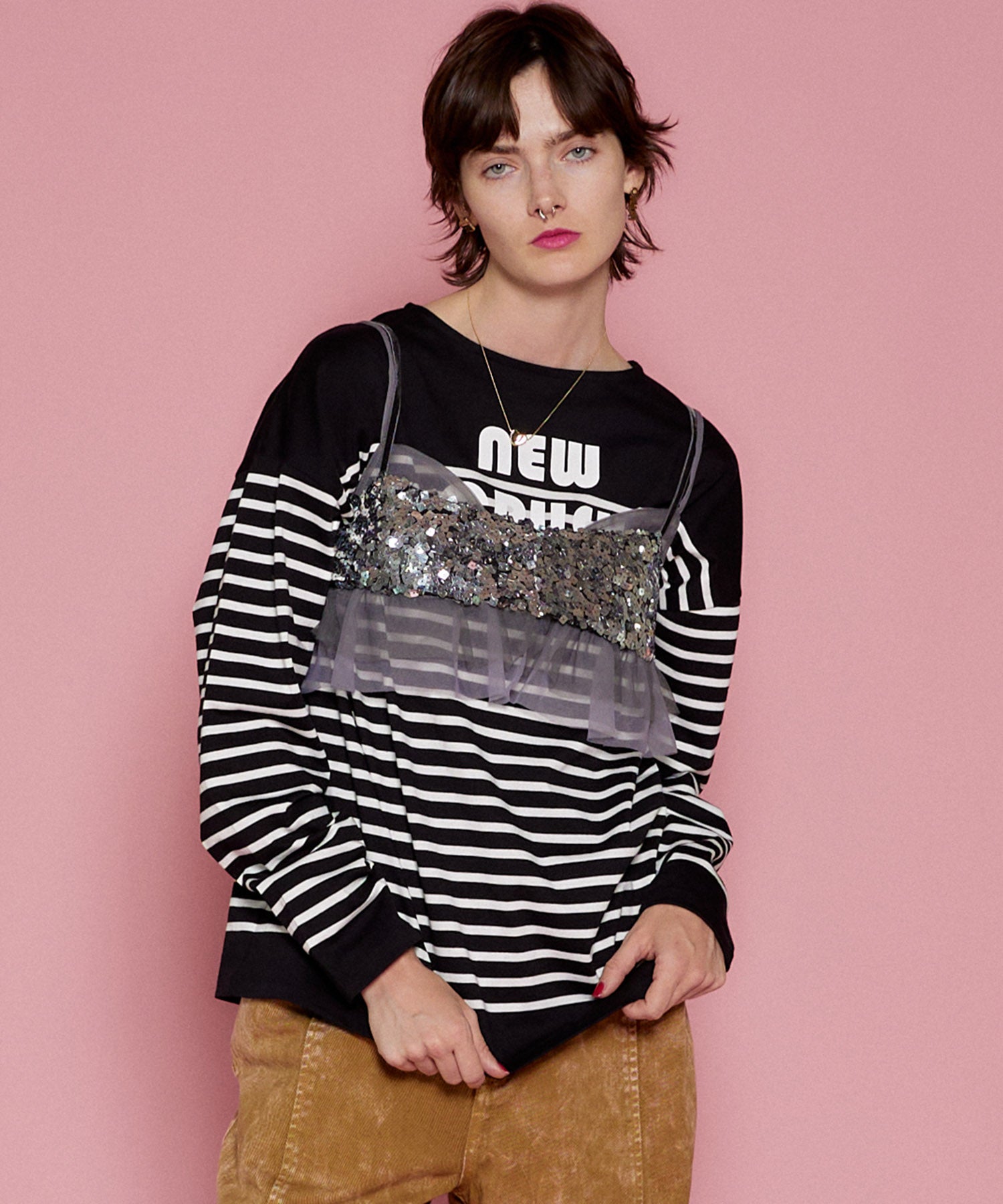 NEW CRUSH Border Long T-Shirts