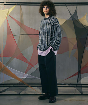 【SALE】Irregular Inlay Knitting Prime-Over Crew Neck Knit Pullover