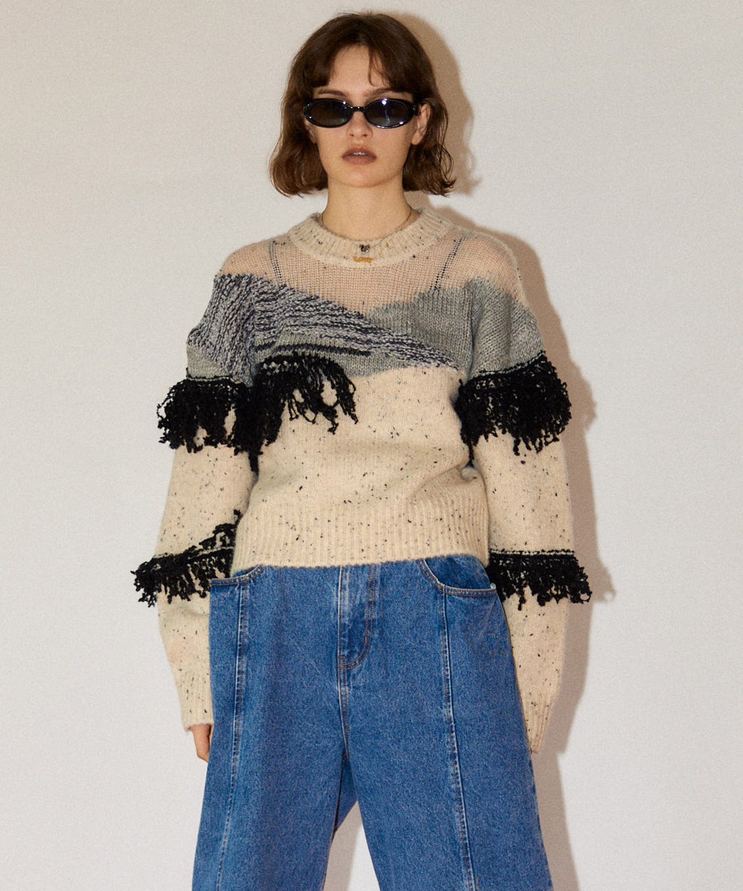 Mix Yarn Fringe Knit