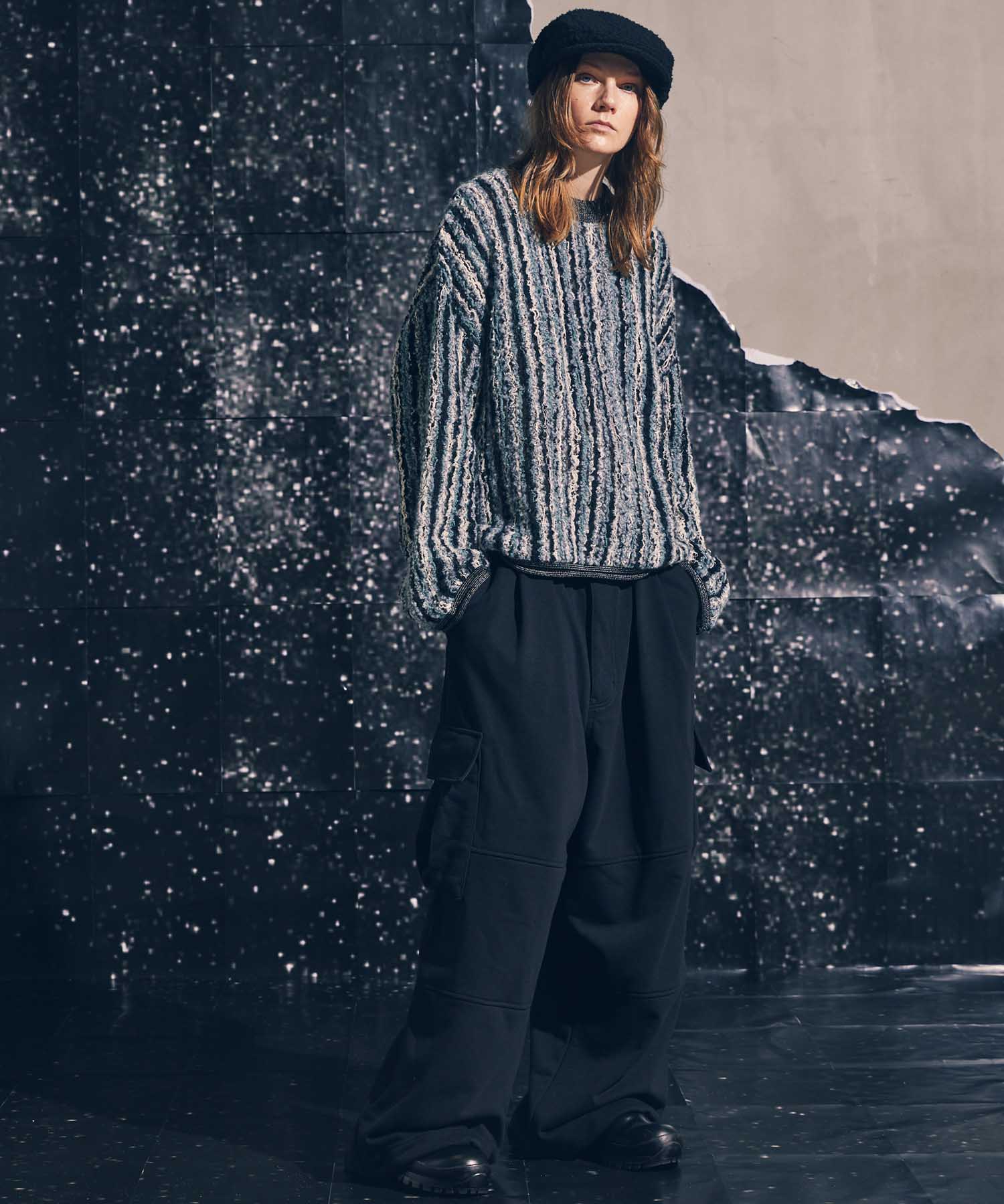 【SALE】Irregular Inlay Knitting Prime-Over Crew Neck Knit Pullover