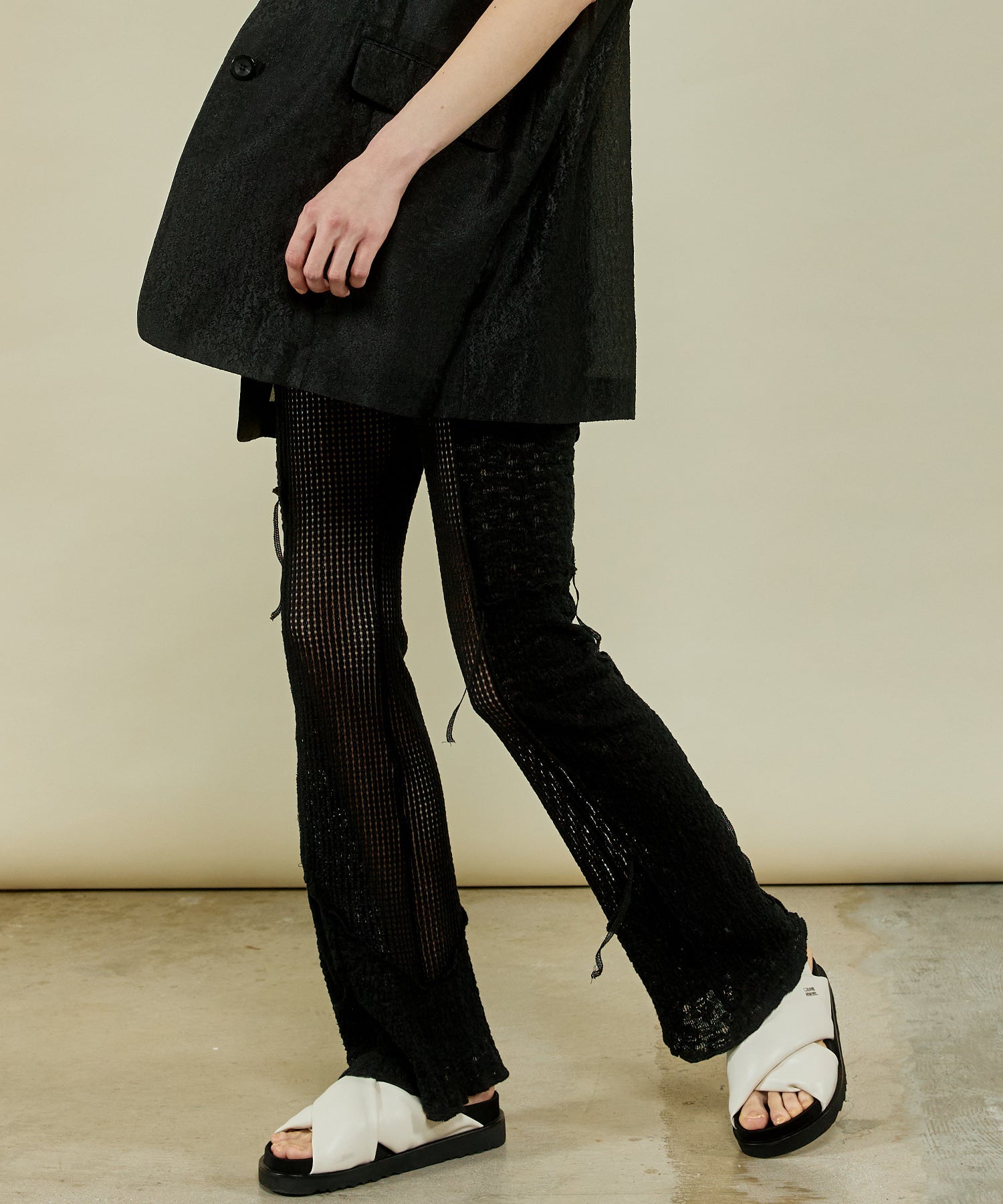 【PRE-ORDER】Mesh Combination Outseam Flare Pants