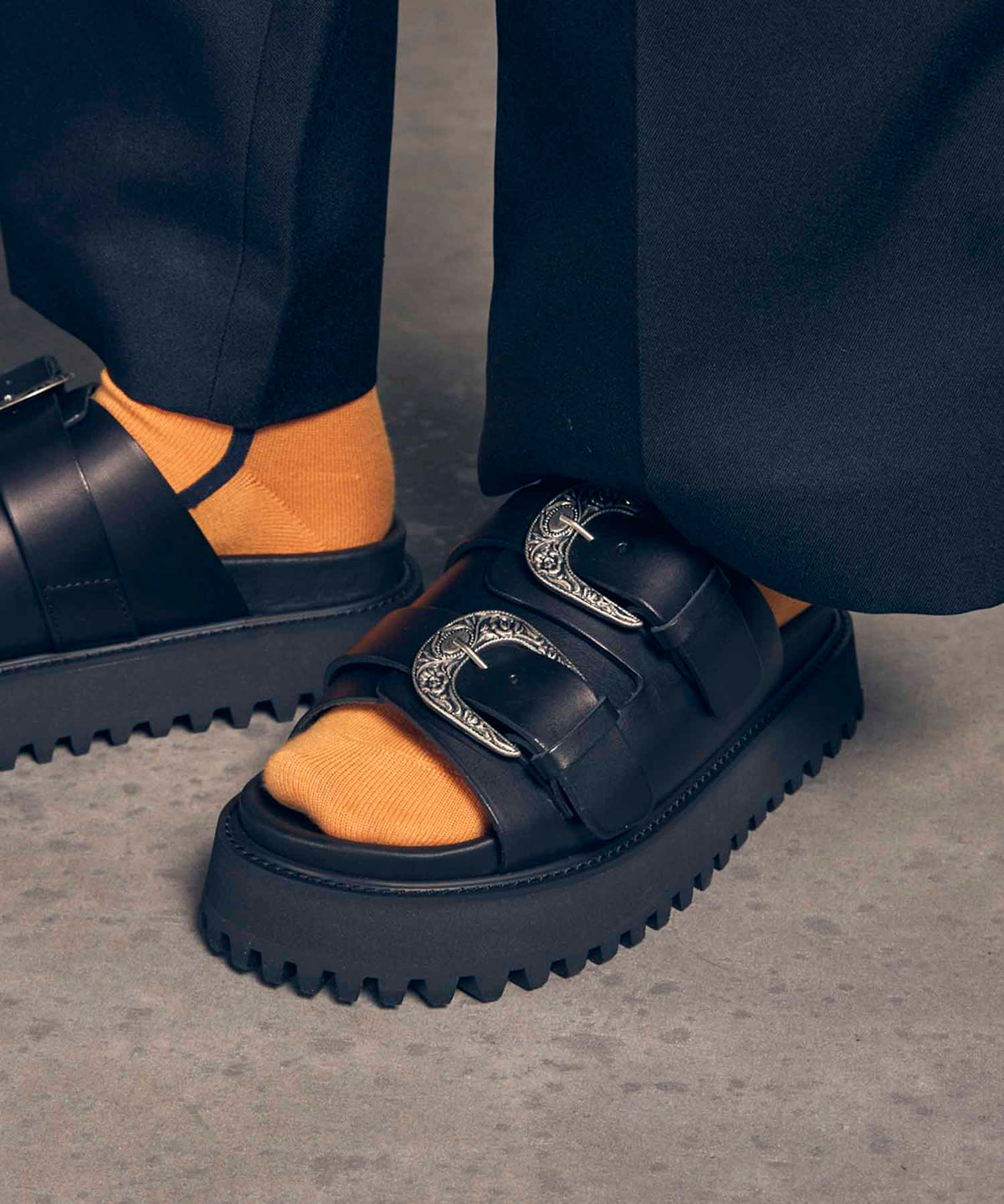 【SALE】【SPECIAL SHOES FACTORY COLLABORATION】Italian Vibram Sole Double Monk Buckle Sandal Made In TOKYO