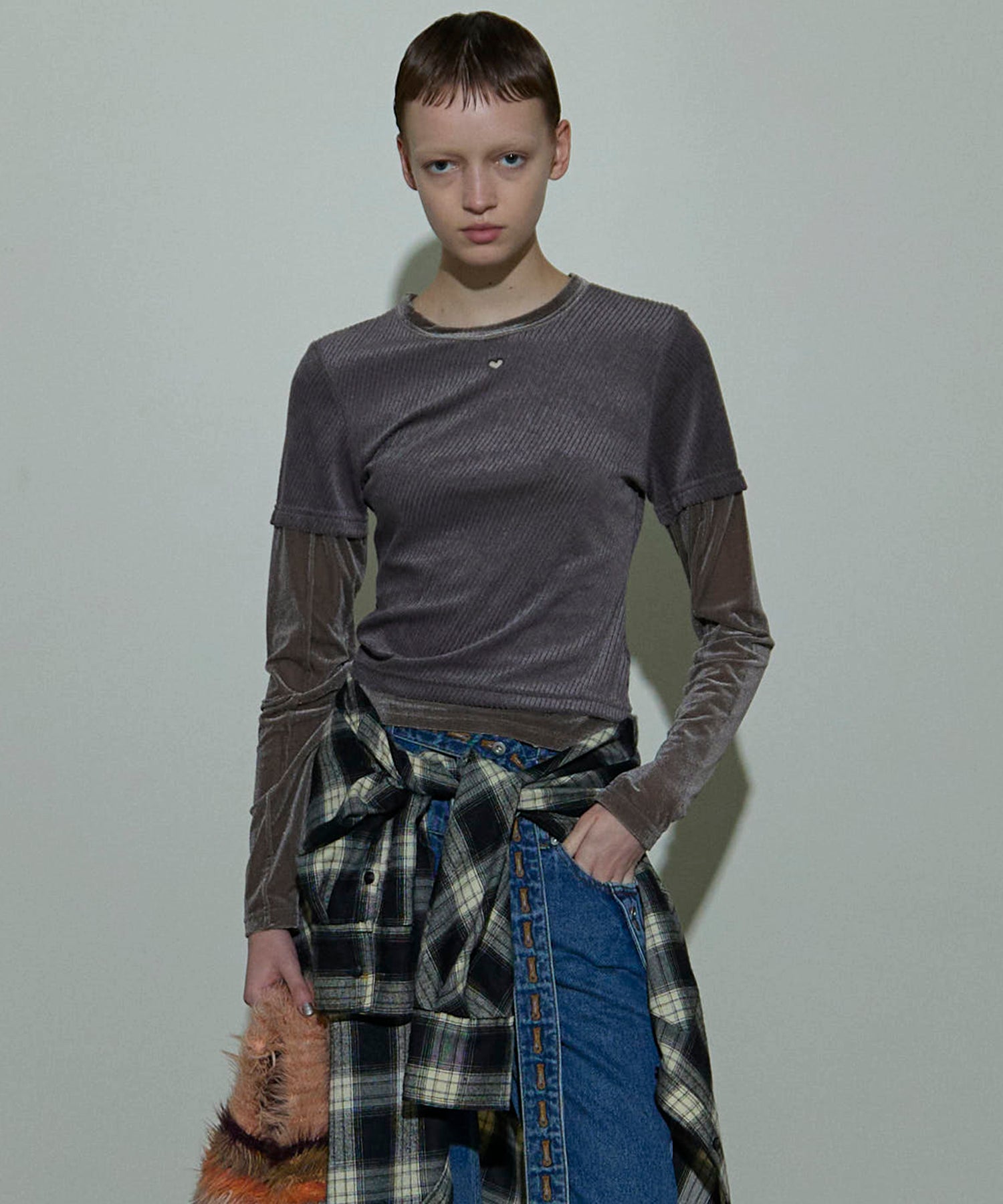 ペロ SALE】With Heart Necklace Velor Tops