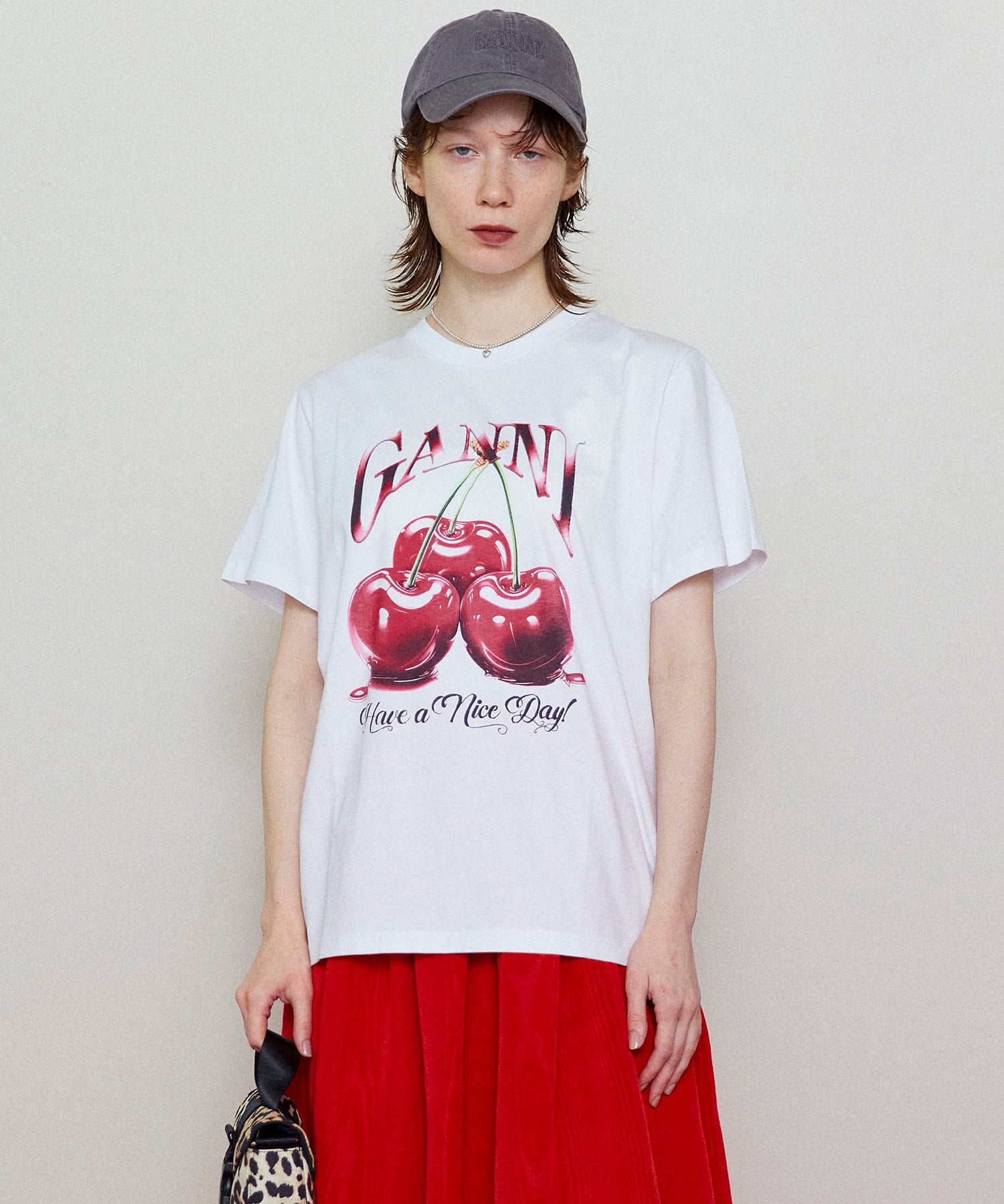 GANNI】Basic Jersey Cherry Relaxed T-shirt