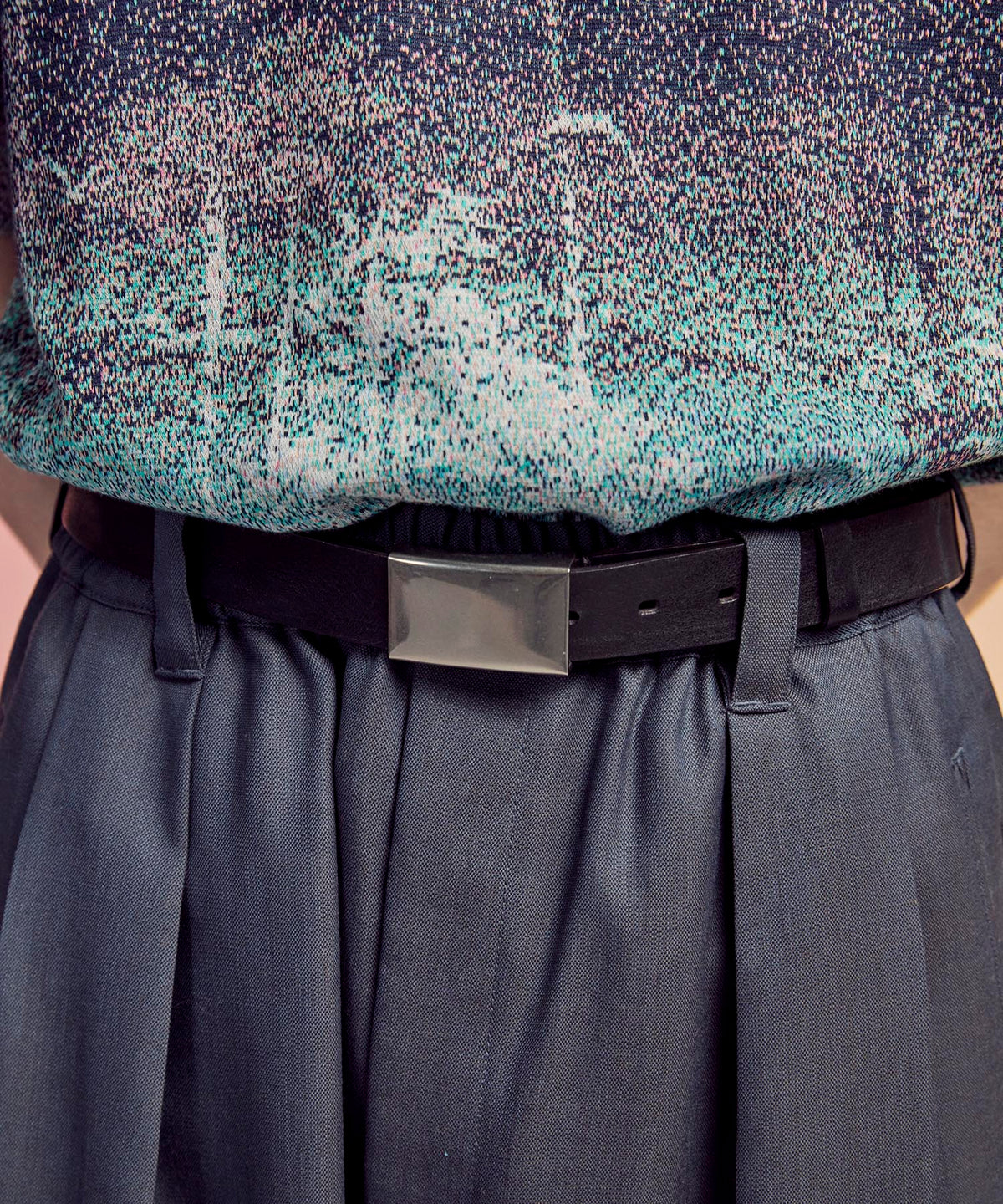 Italian Leather Plate Buckle Belt