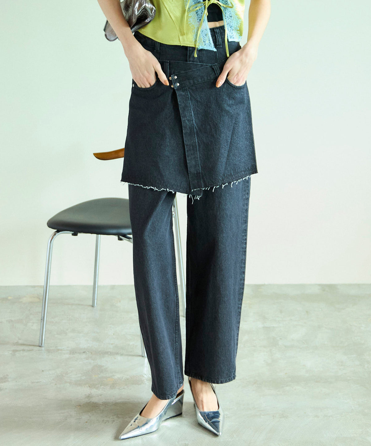 Multi Way Wrap Denim Pants