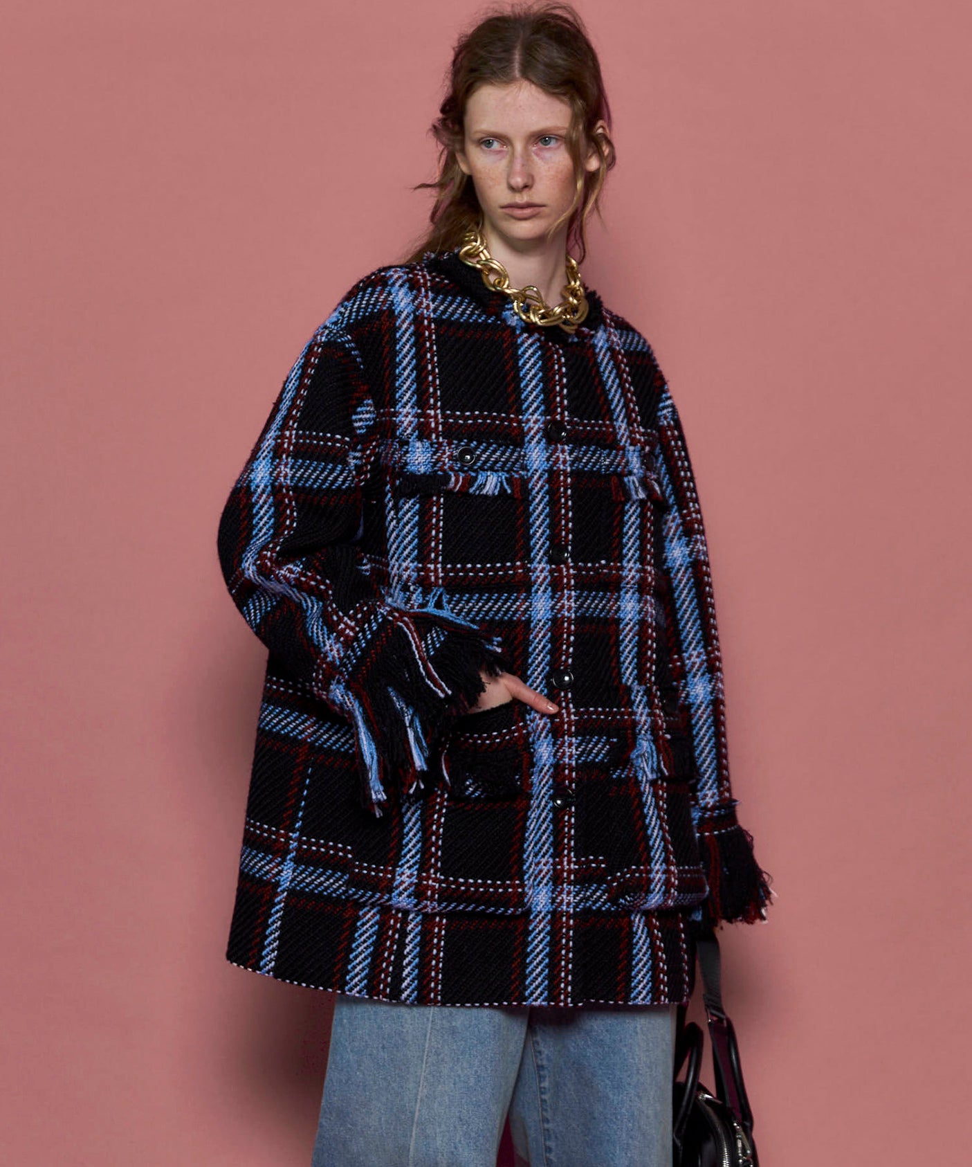 Fringe Tweed Jacket Coat