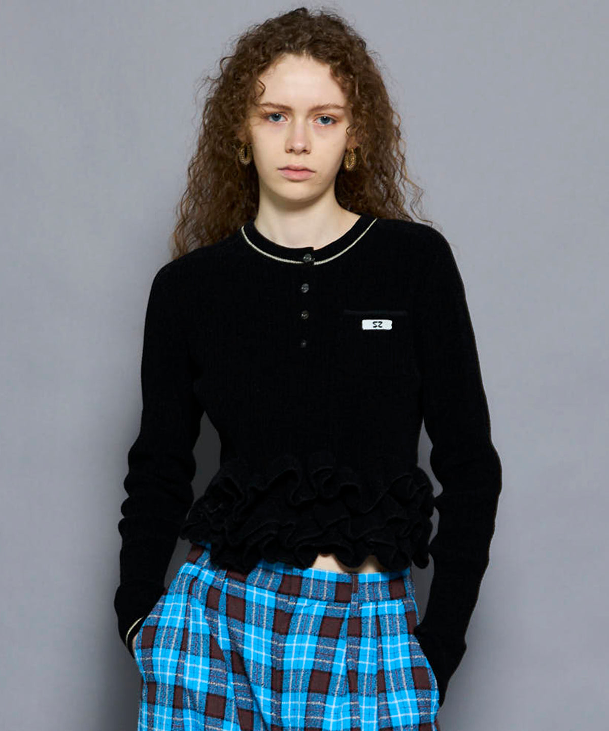 Ruffled Hem Chenille Knit Tops