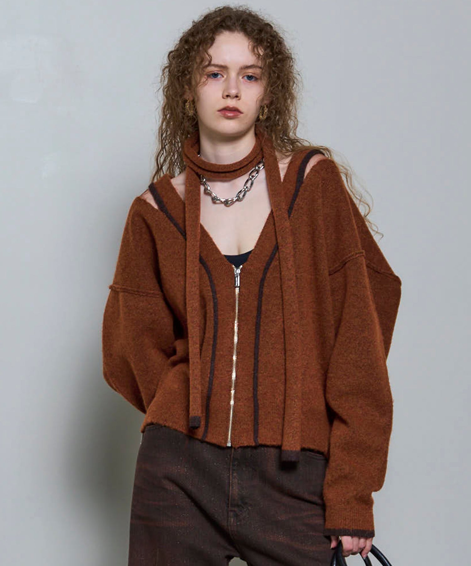 With Stall Tulle Slit Cardigan