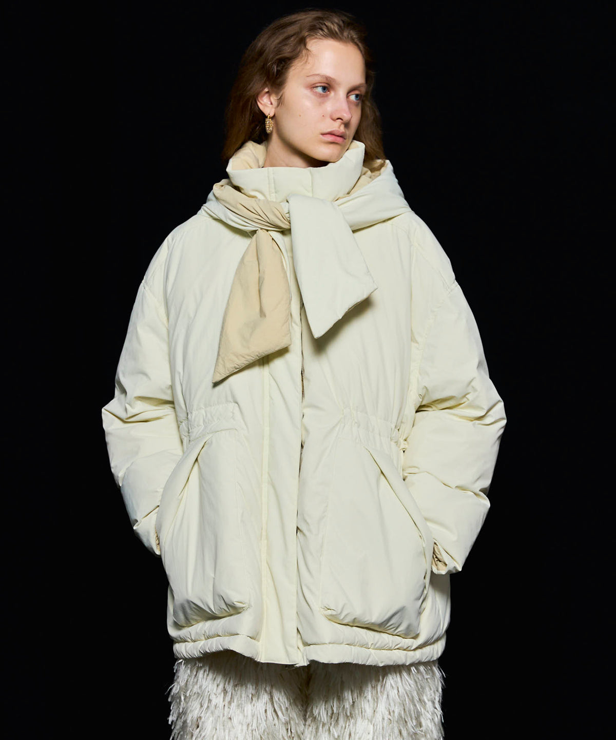 【25AUTUMN PRE-ORDER】Hoodie Scarf Middle Down Coat