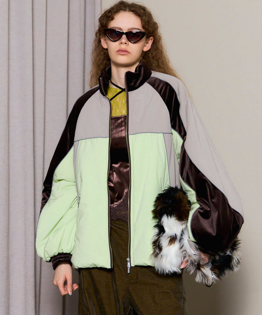 Velour Combination Puffer Blouson