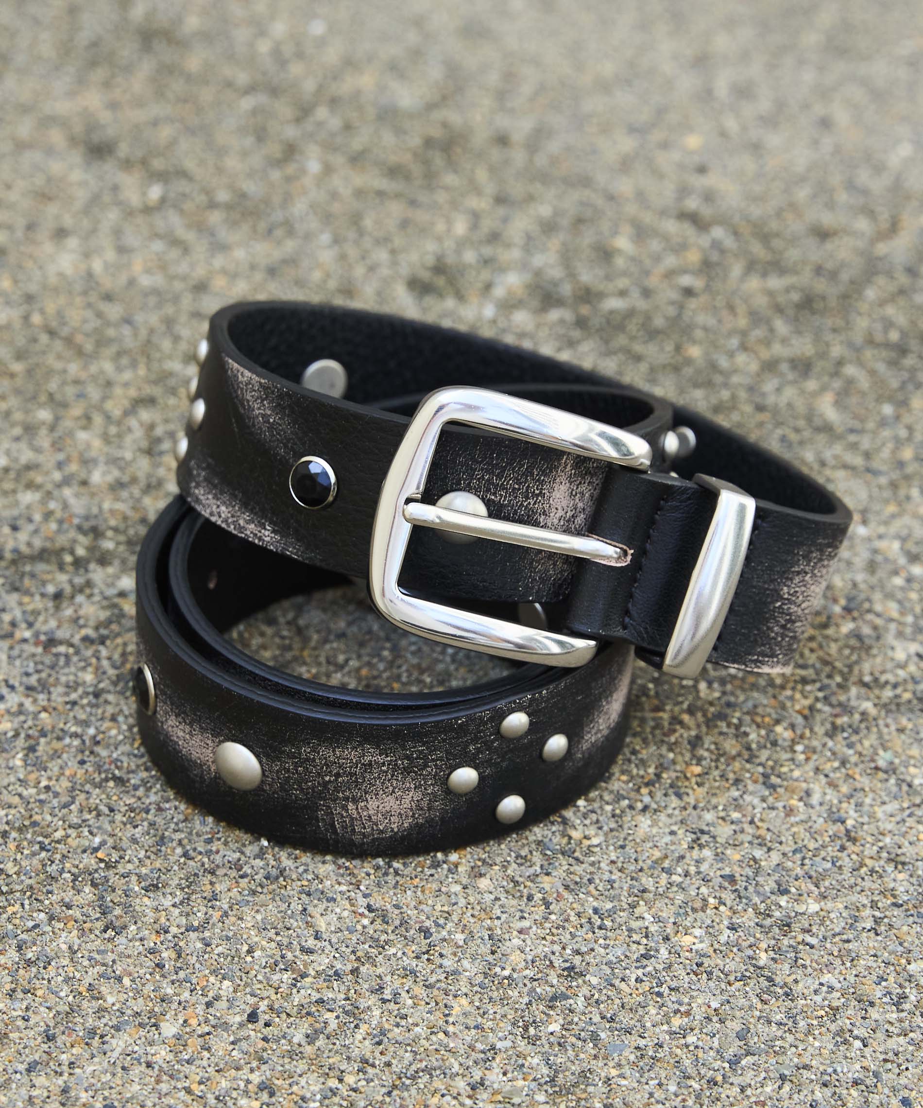 OPEN YY】Leather YY STUD WESTERN BELT