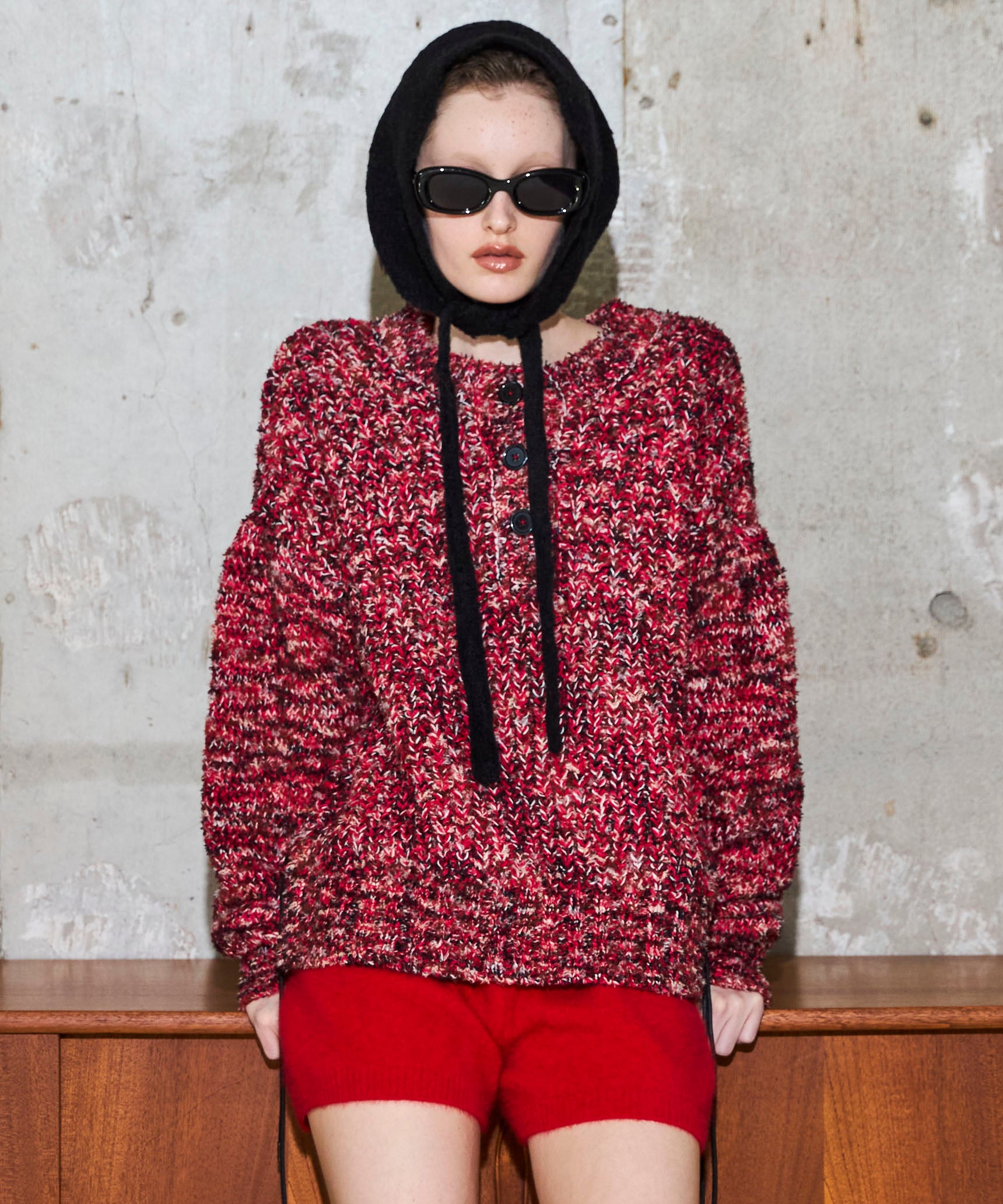 2way Neck Melange Knit Pullover