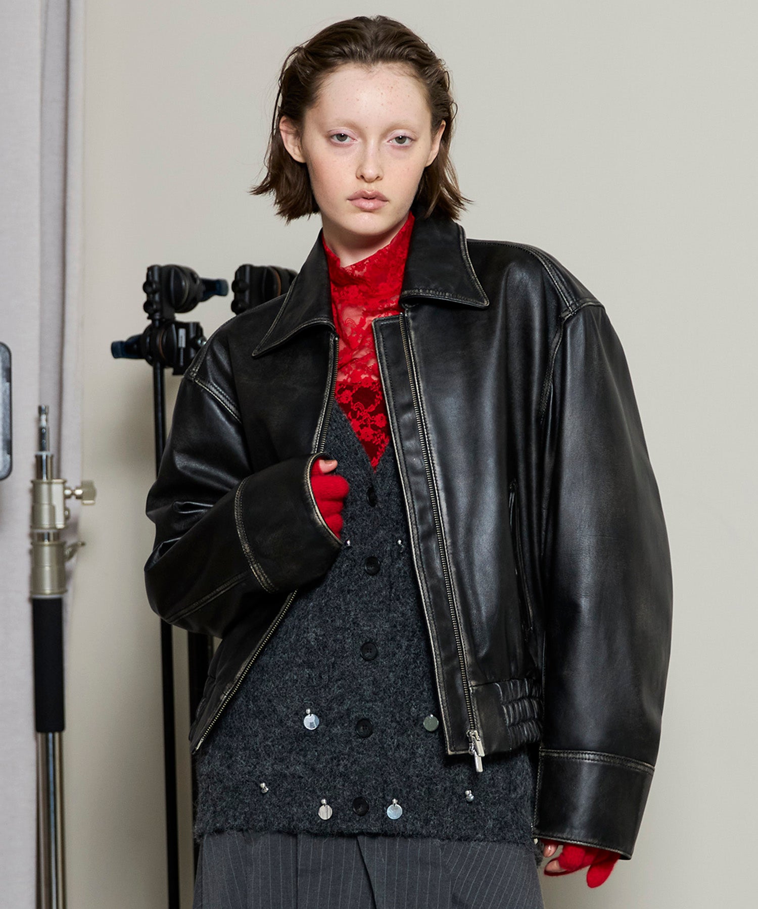 【未使用】maison de dolce. glossy blouson 黒 maison de Dolce.