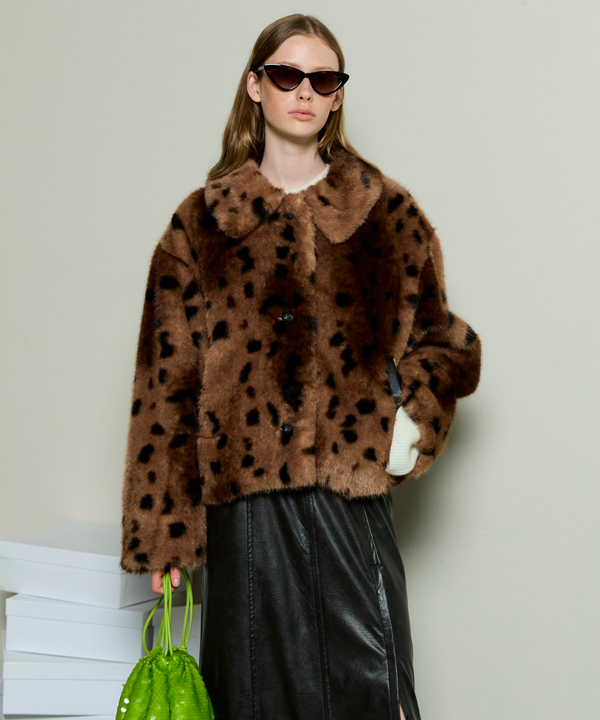 【25WINTER PRE-ORDER】Animal Pattern Faux Fur Coat