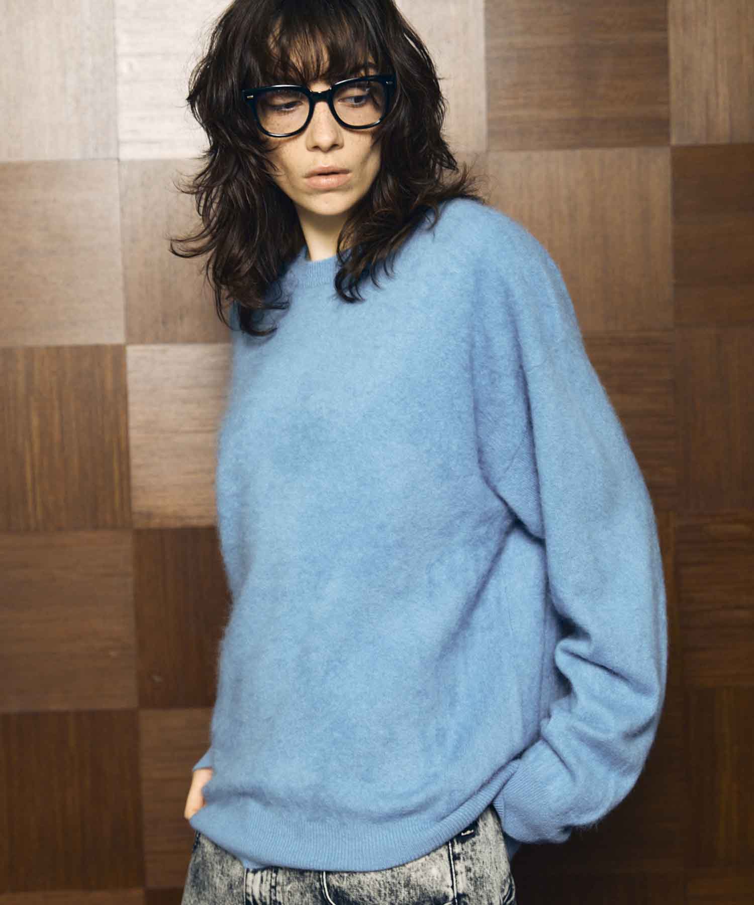 Super140 Brushed Extra Fine Merino Wool Crew Neck Knit