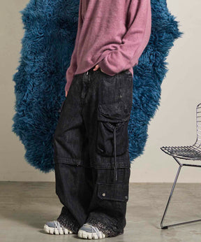 Big Pocket 2WAY Denim Wide Cargo Pants