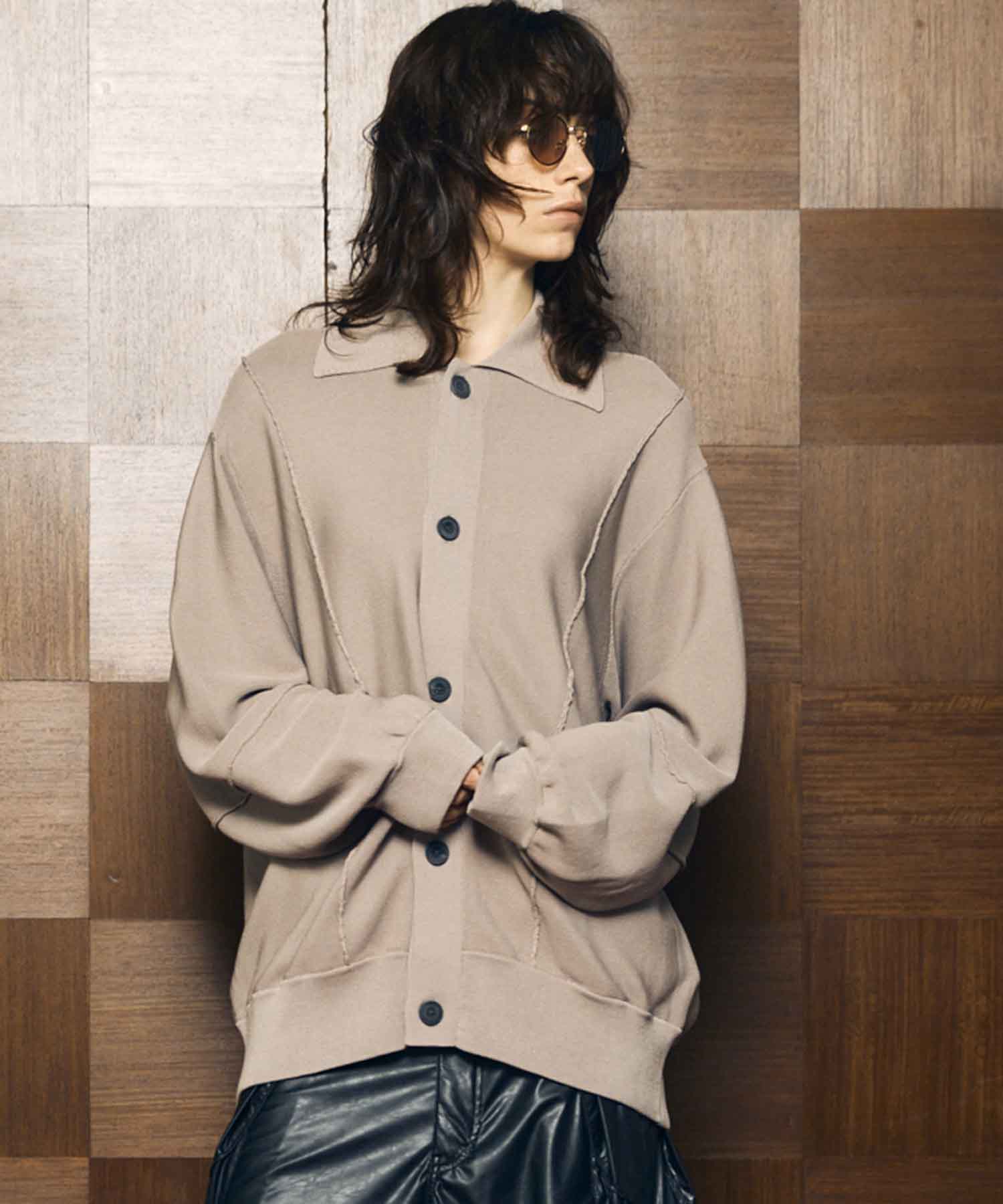 編み変えハイゲージプライムオーバーポロカーディガン Re-knitting High Gauge Polo Cardigan