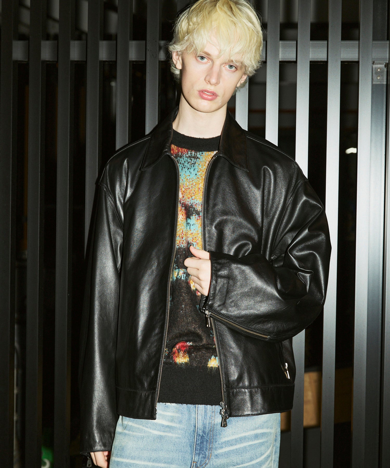 別注 Sheep Leather Single Riders Jacket Sheep Leather Single Riders Collared Jacket