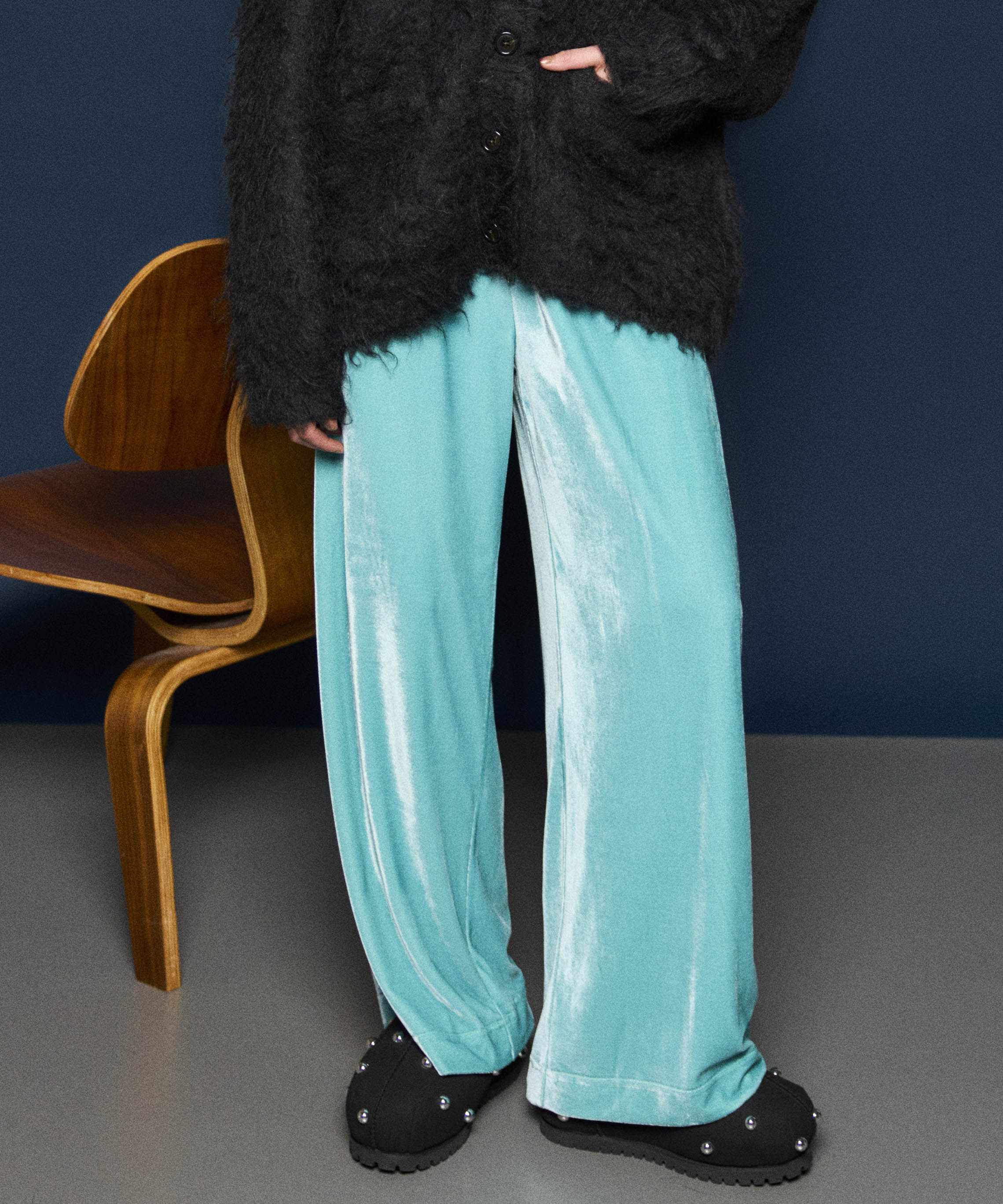 Multi Fabric Velour Easy Pants