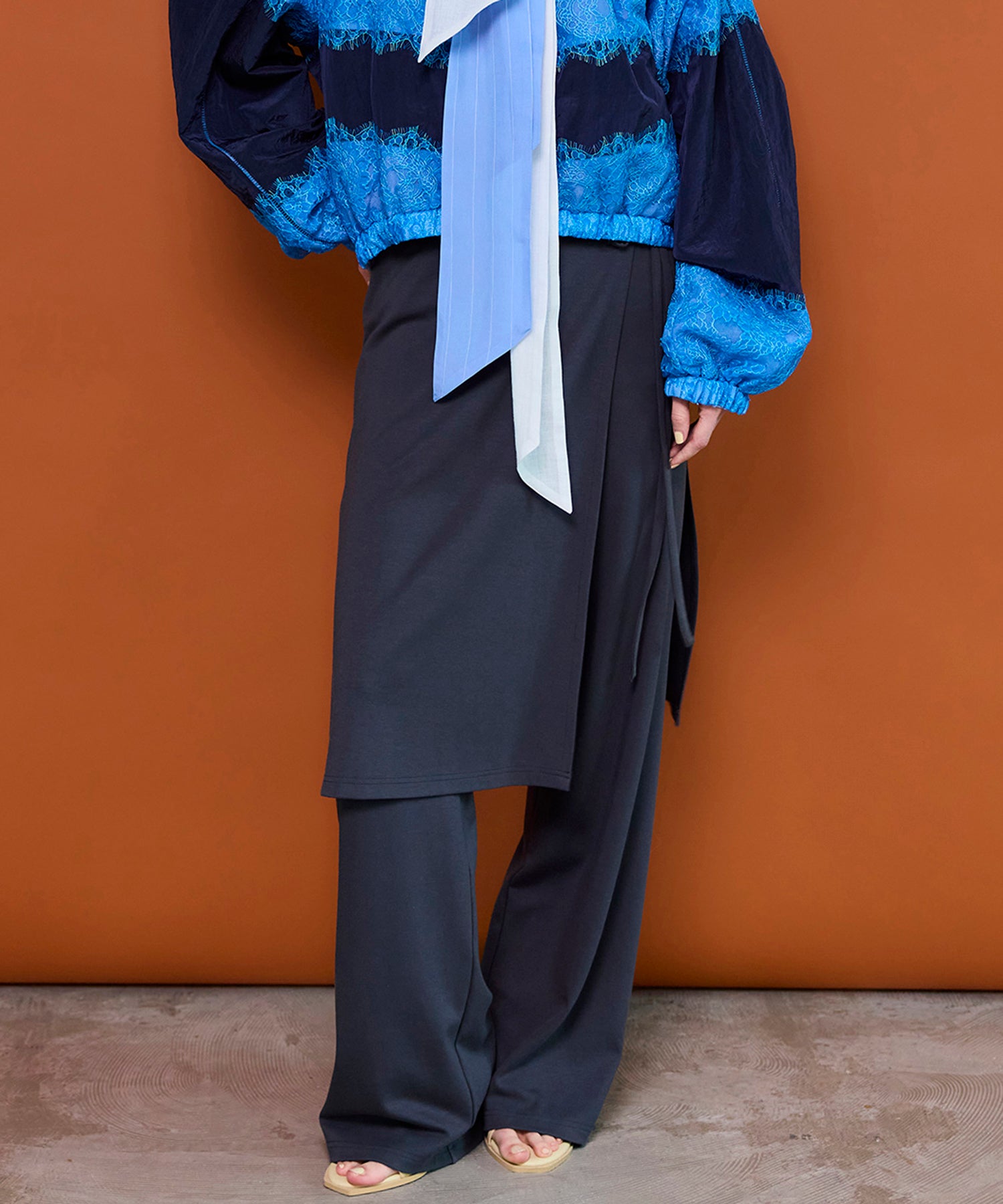 SALE】Side Gathered Wrap Skirt Pants