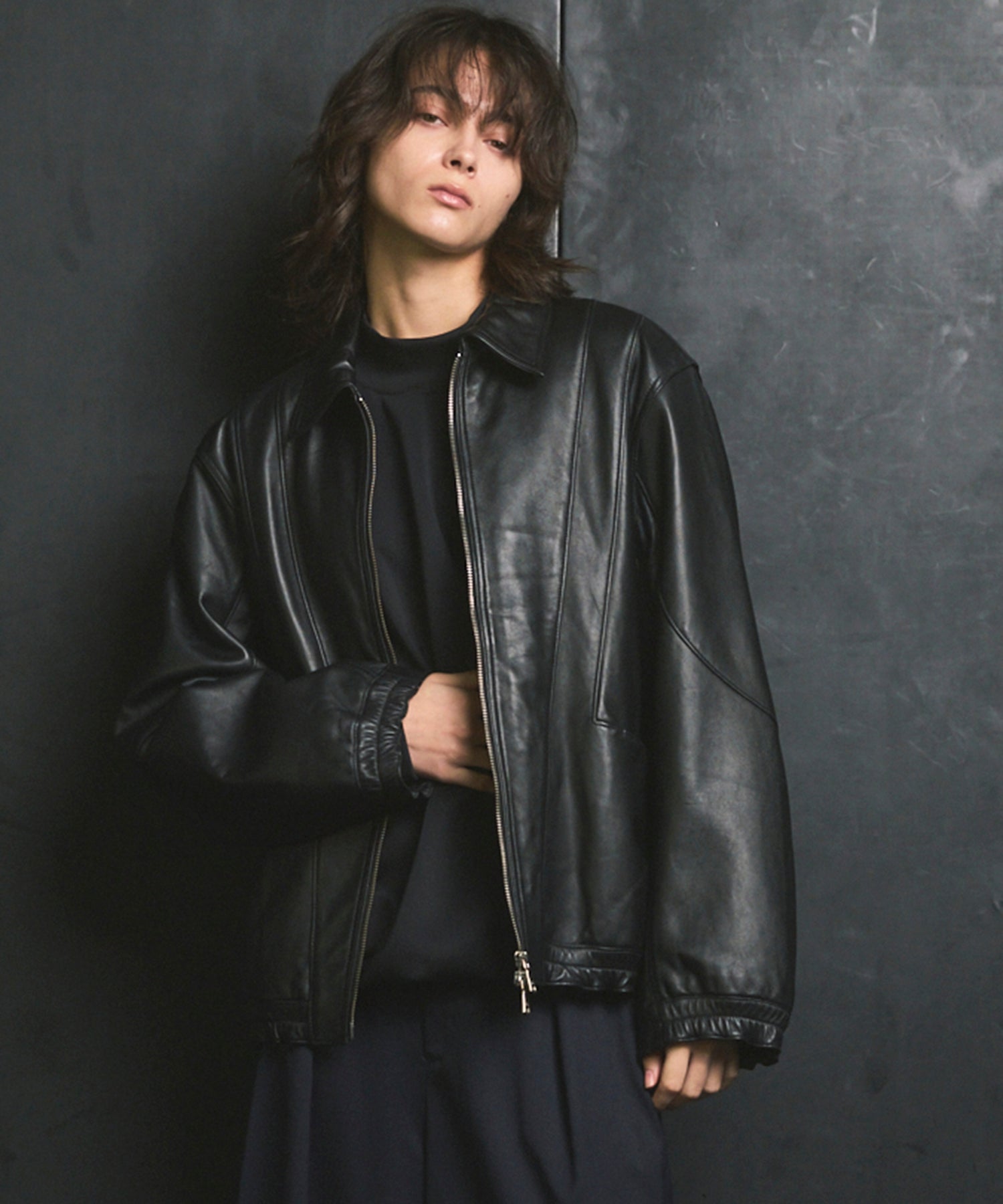 Sheep Leather Single Collard Blouson