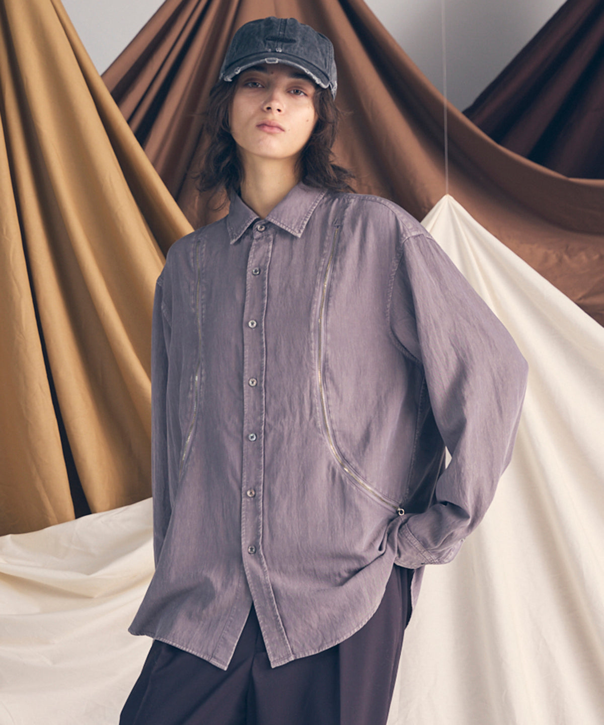 Prime-Over Curved Zip Regular Collar Shirt