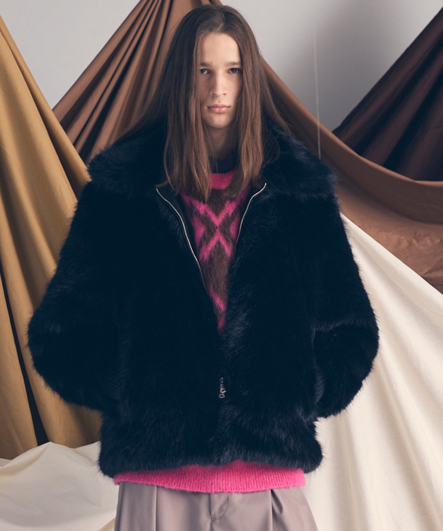 Luxury Volume Eco Fur Prime-Over Blouson