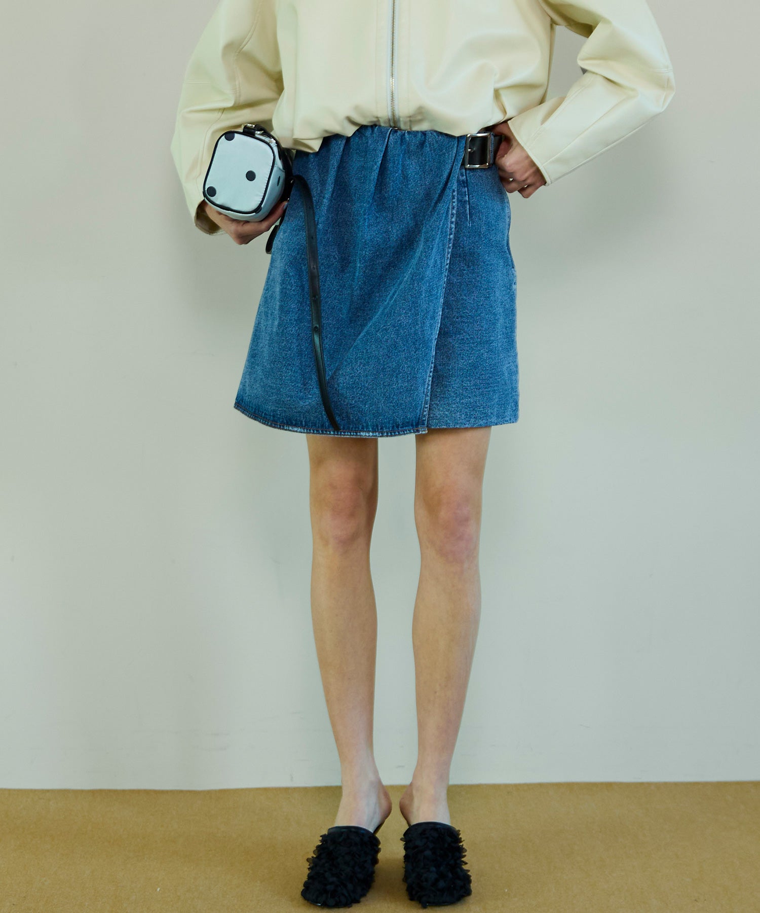 Drape Denim Culotte Skirt