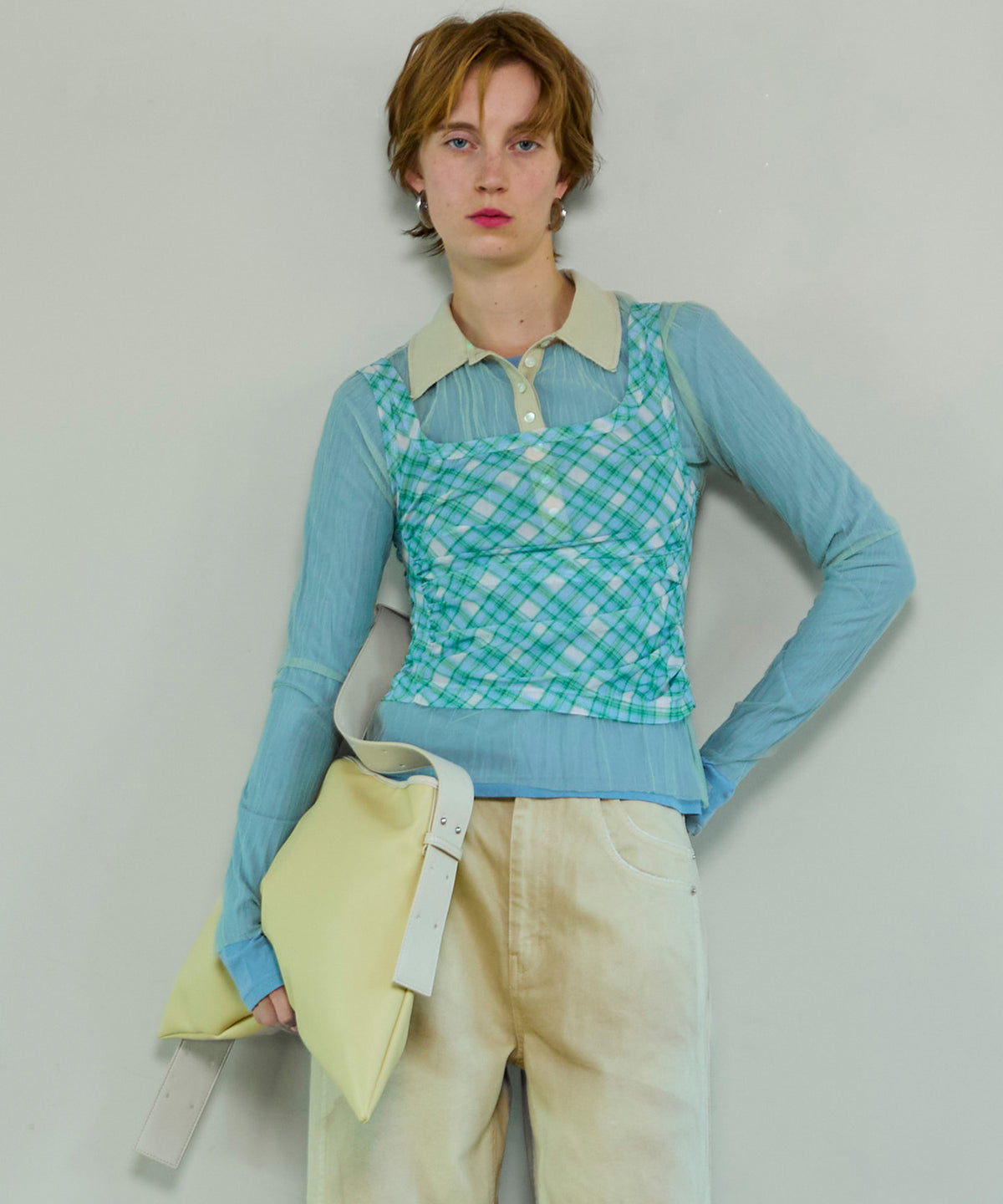 【26SPRING PRE-ORDER】Three-Piece Sheer Polo Top