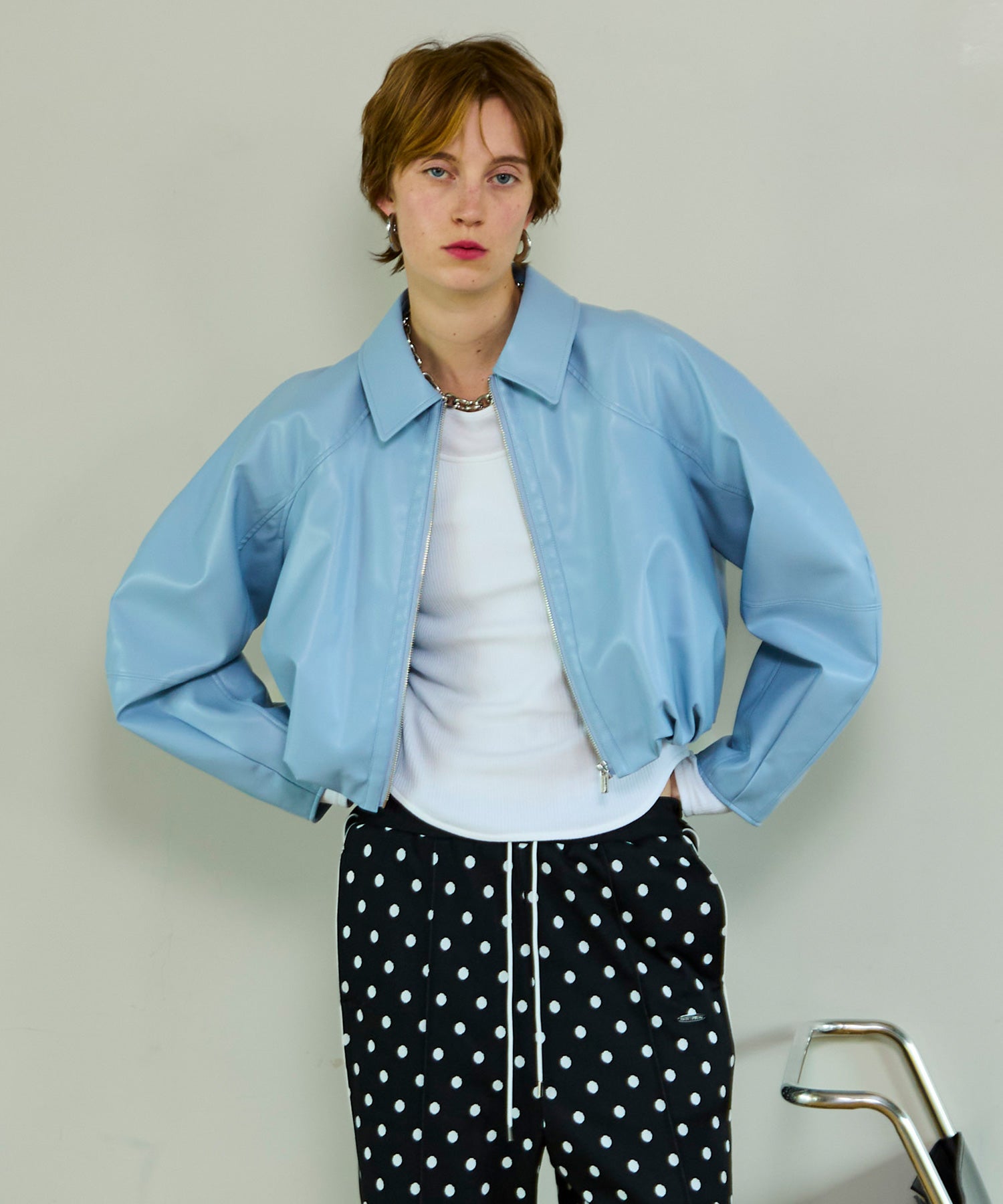 Gathered Balloon Vegan Leather Jacket