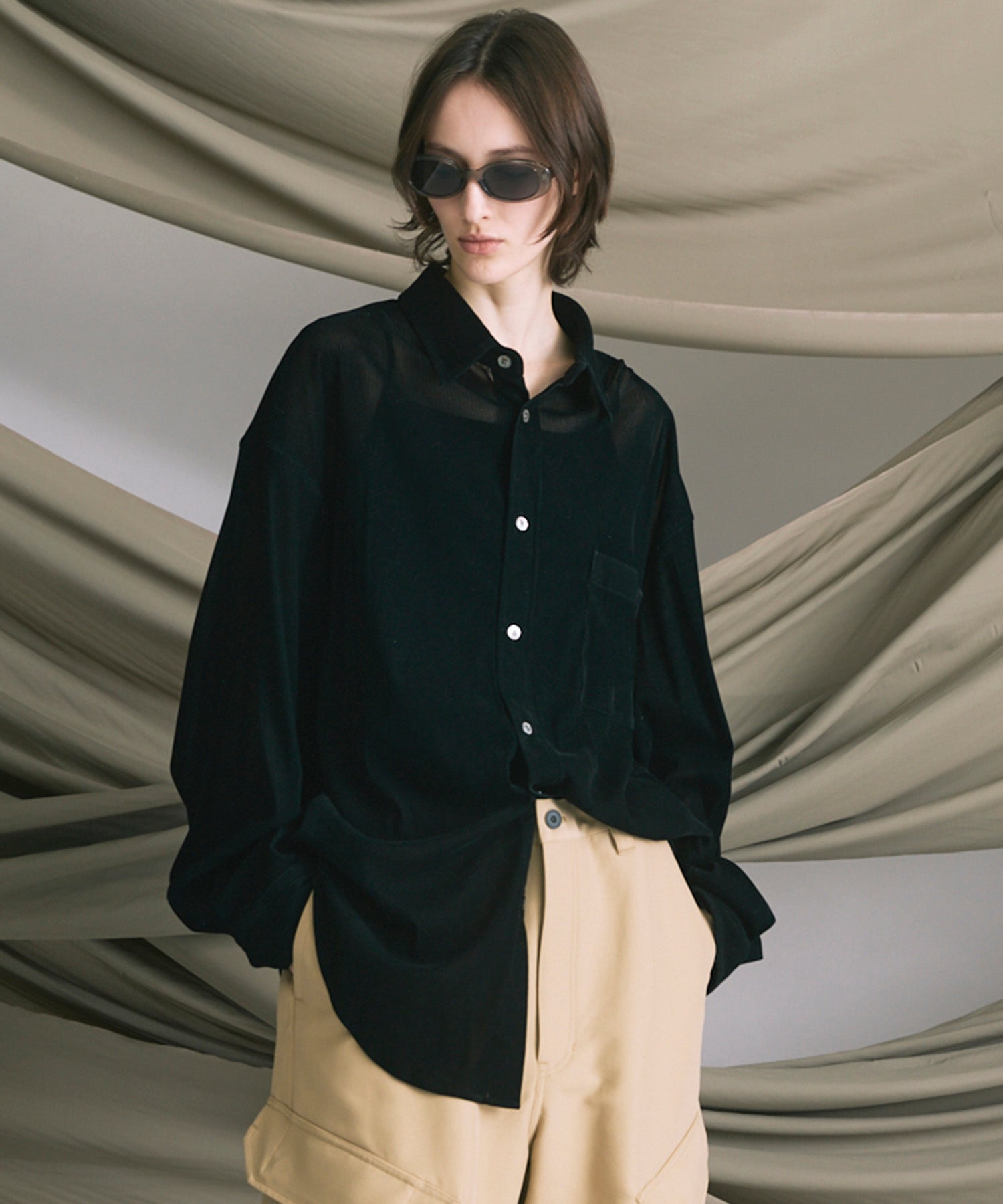 Prime-Over Flocky Print Regular Collar Shirt Coat