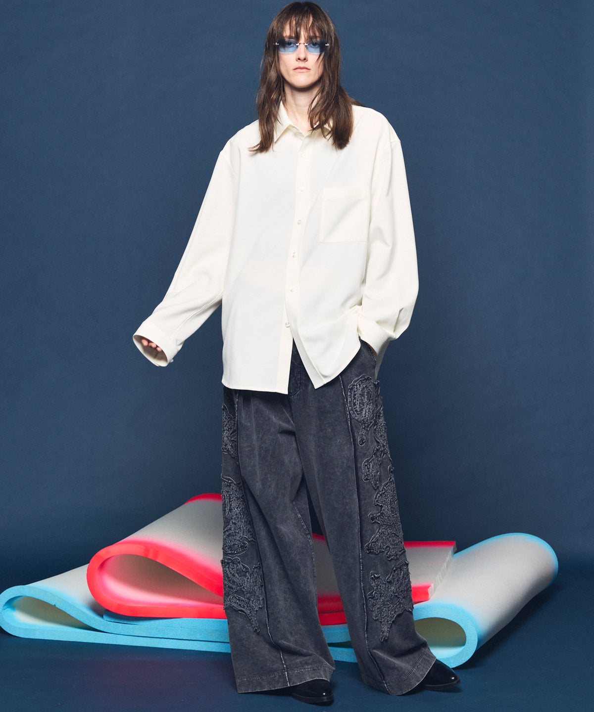 【26ss PRE-ORDER】Flower Patchwork Vintage Like Easy Sweat Pants