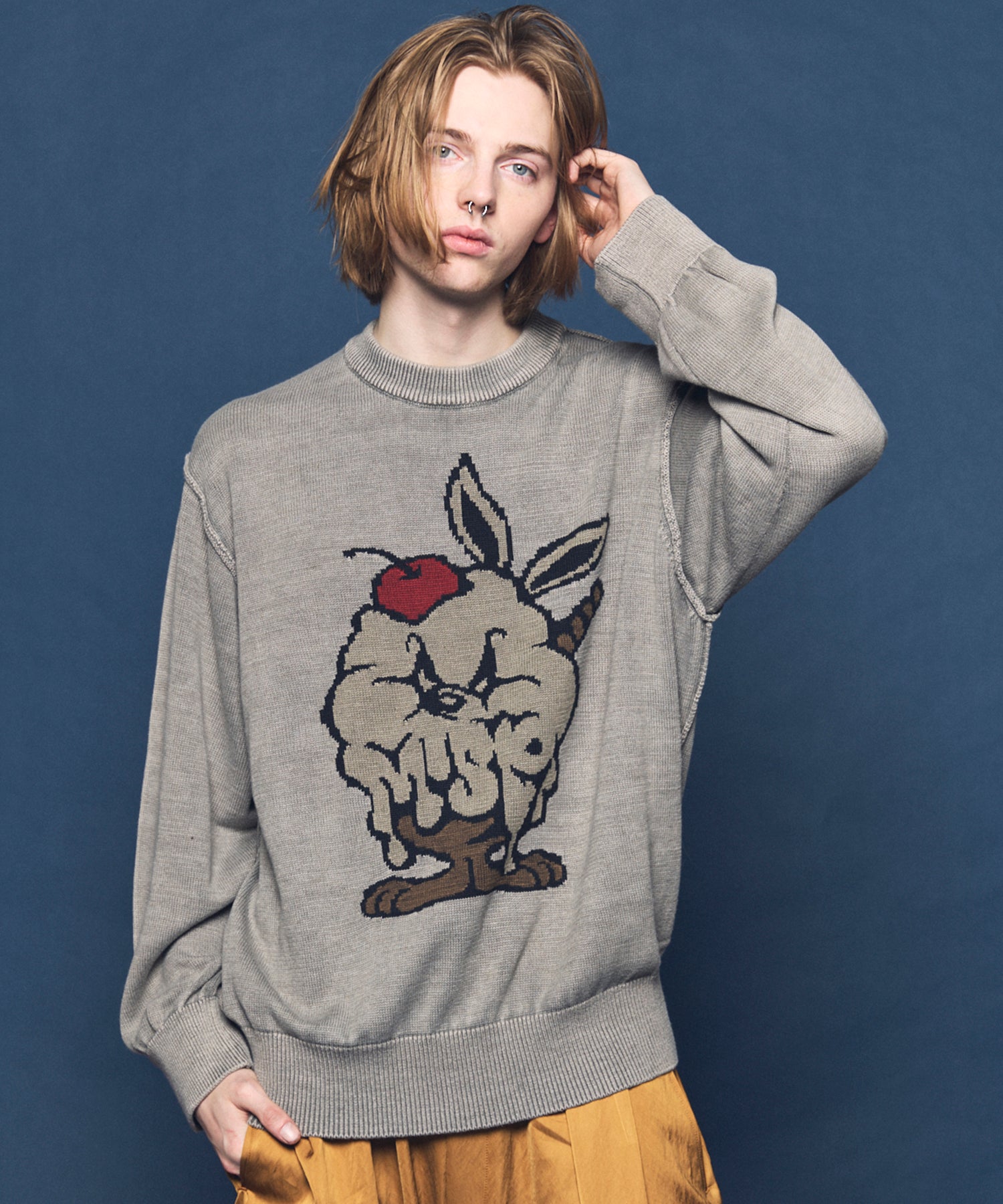 26SS PRE-ORDER】Parfait Bunny Jacquard Prime-Over Crew Neck Knit Pullo