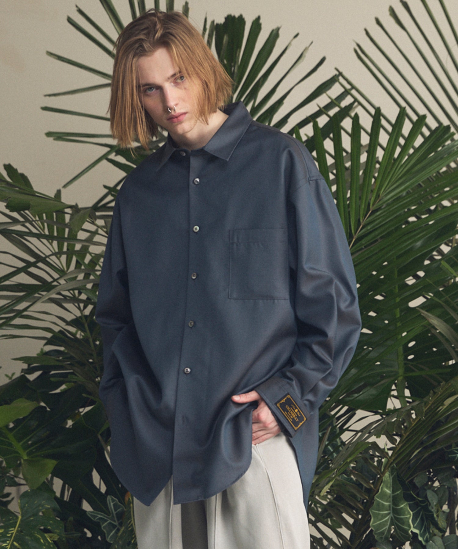 トップス 4 Colors Chambray Wool Prime-Over Shirt 4 Colors Chambray Washable Wool Prime-Over Regular Collar Shirt