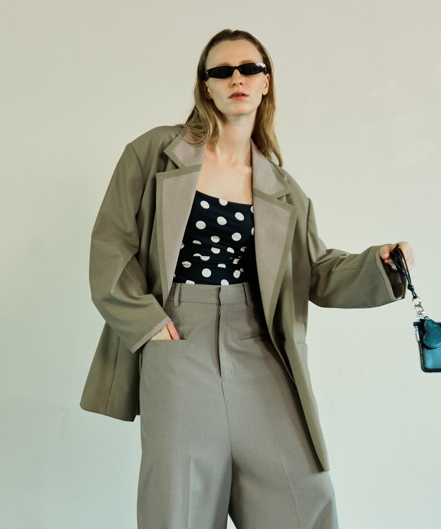 MARC JACOBS LOOK スエード調ジャケット カーキ 4 M相当 上品 Lapel Design Over Jacket
