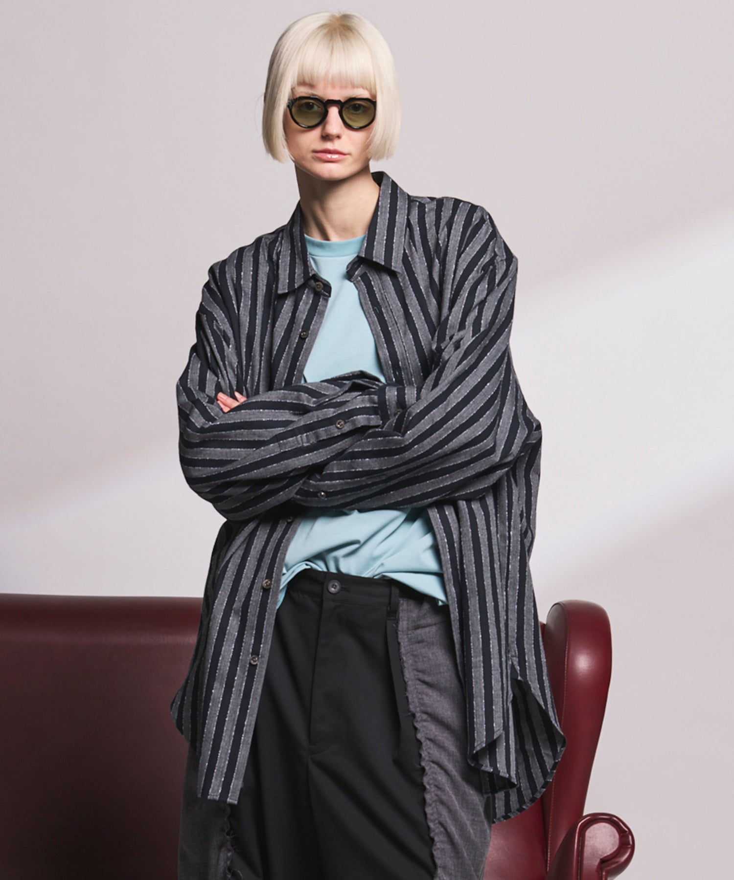 Italian Dead Stock Fabric】Prime-Over Maxi Regular Collar Shirts Coat