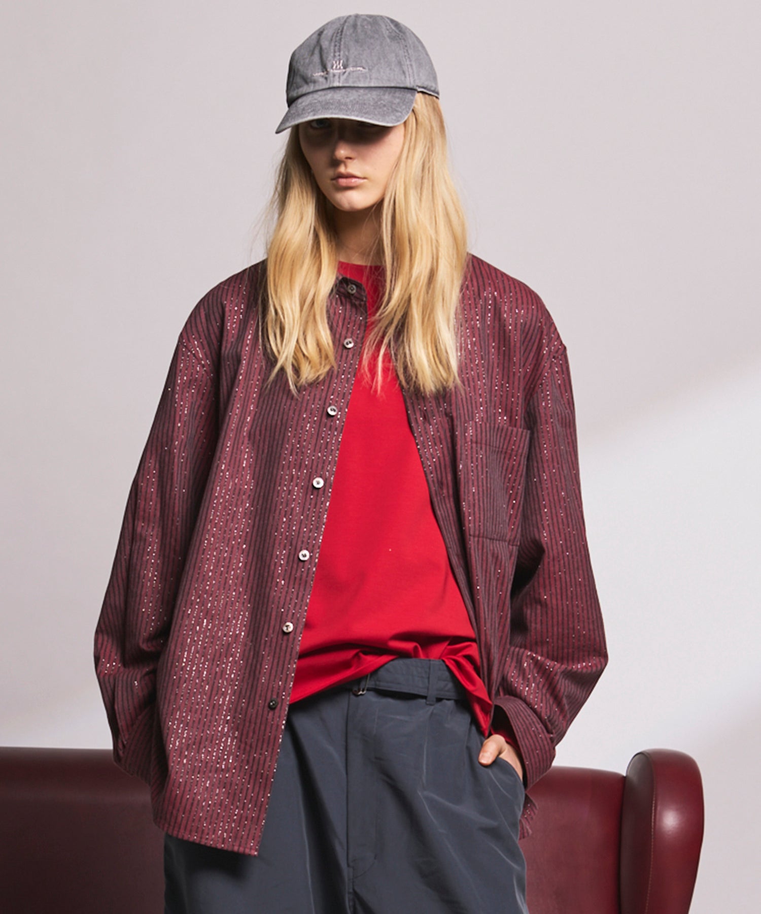 Italian Dead Stock Fabric】Regular Collar Prime-Over Shirt