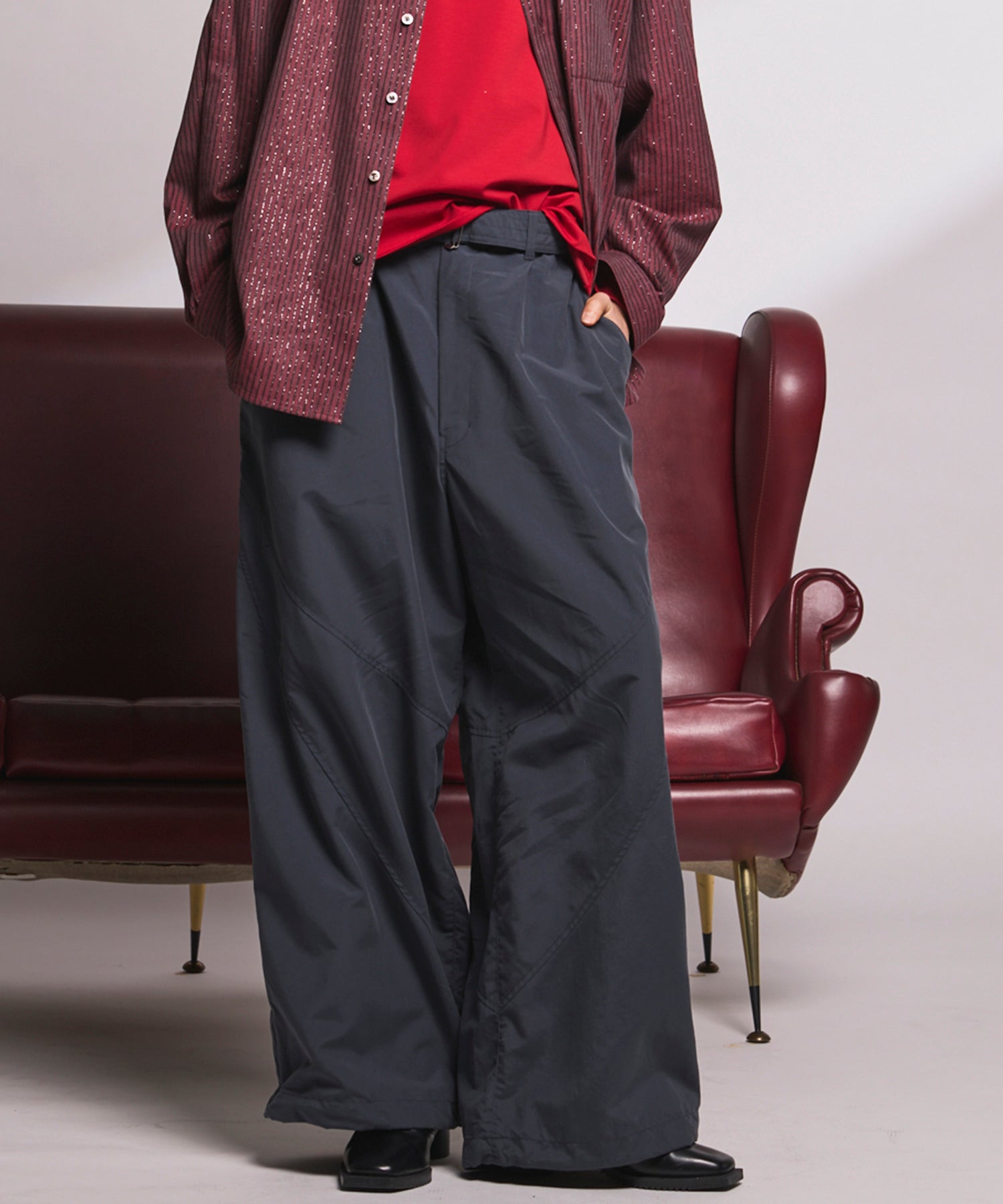 Water-Repellent Teflon Tusser Prime-Wide Pants