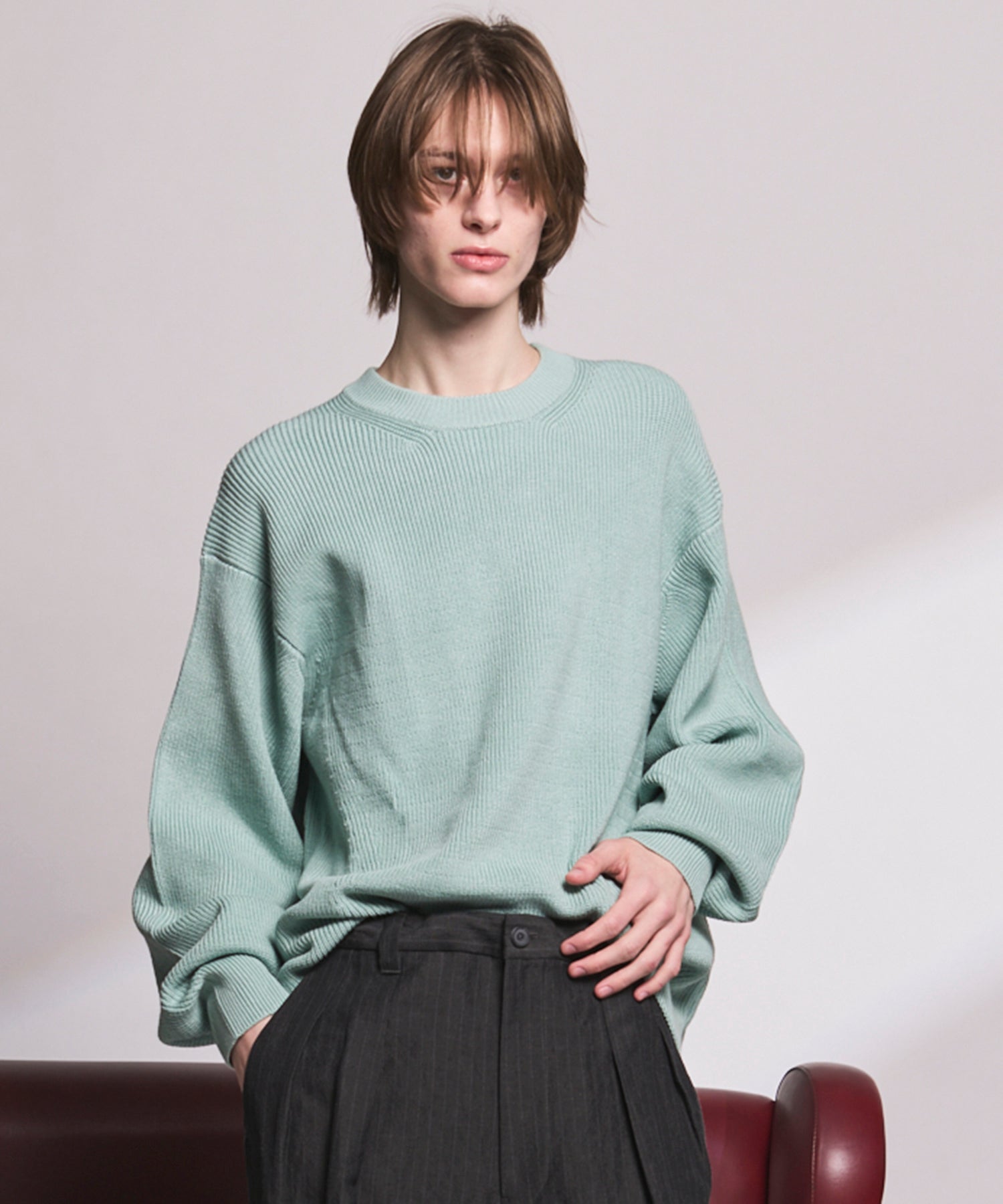 C/A Prime-Over Pullover Crew Neck Knit