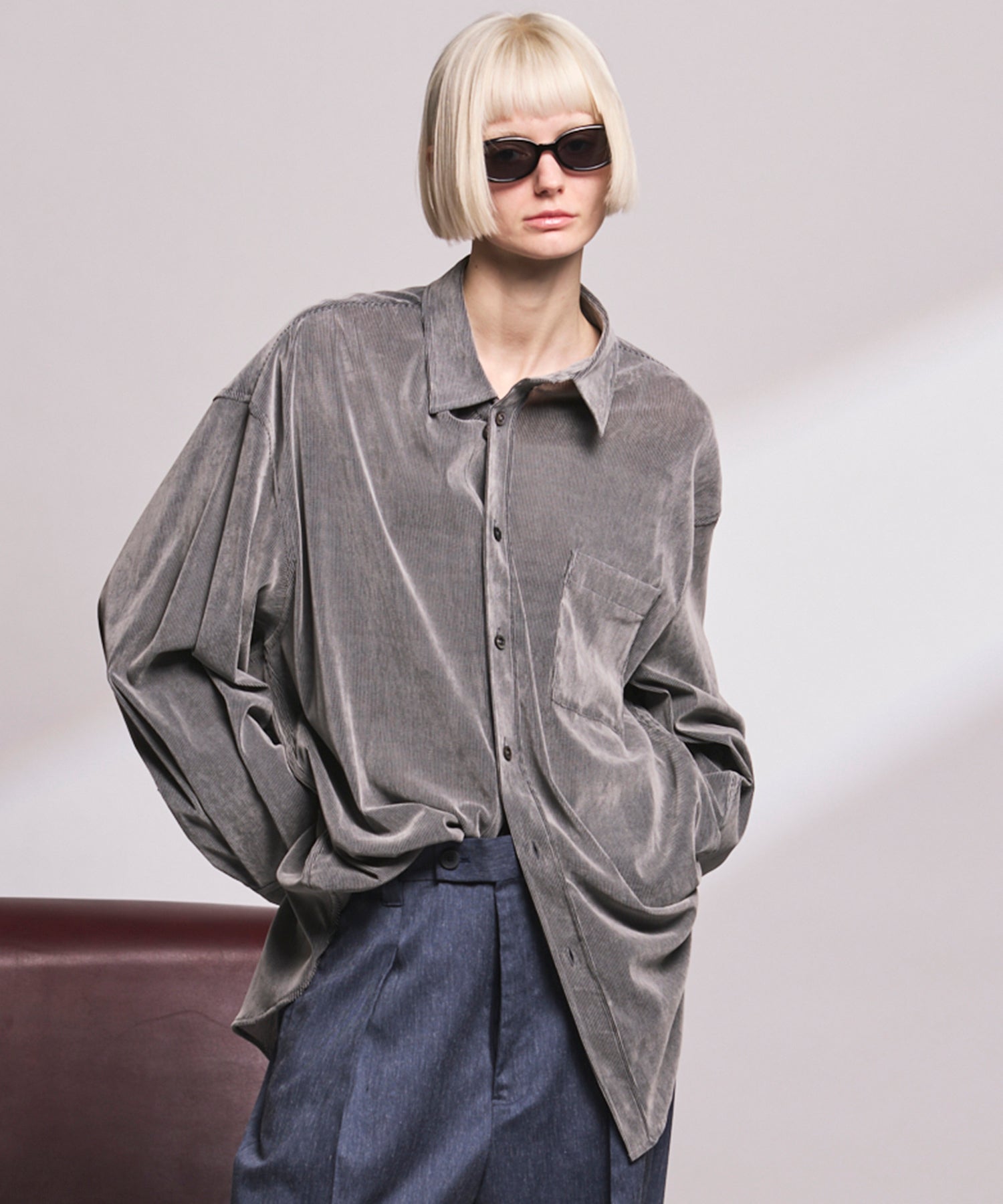 Prime-Over Flocky Print Regular Collar Shirt Coat