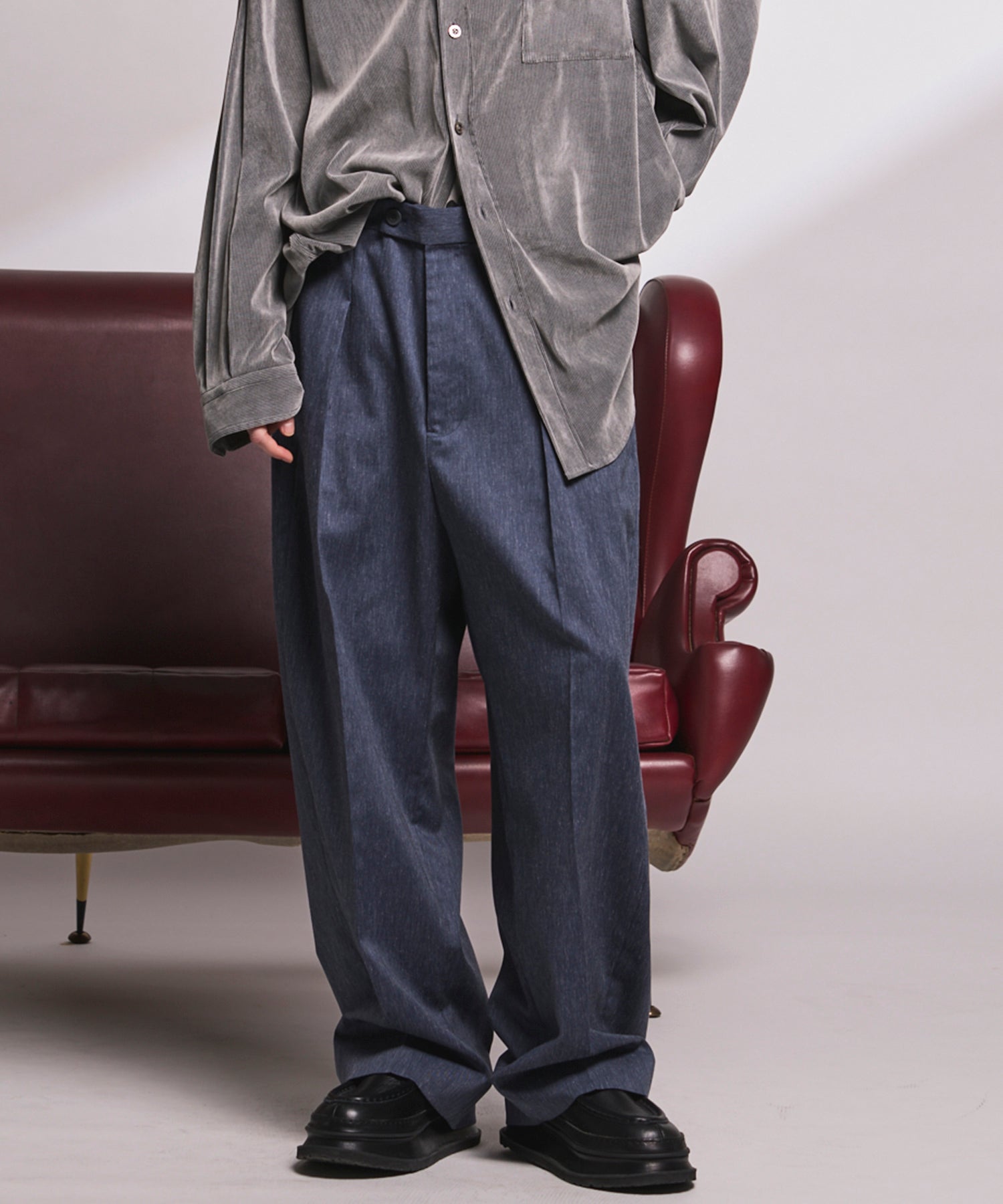 LINEN MIX One-tuck Prime-Wide Tapered Slacks