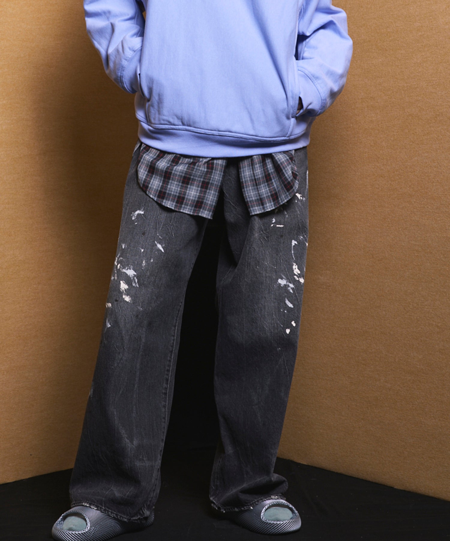Vintage Style Denim Fabric】Prime-Wide Straight Denim Pants