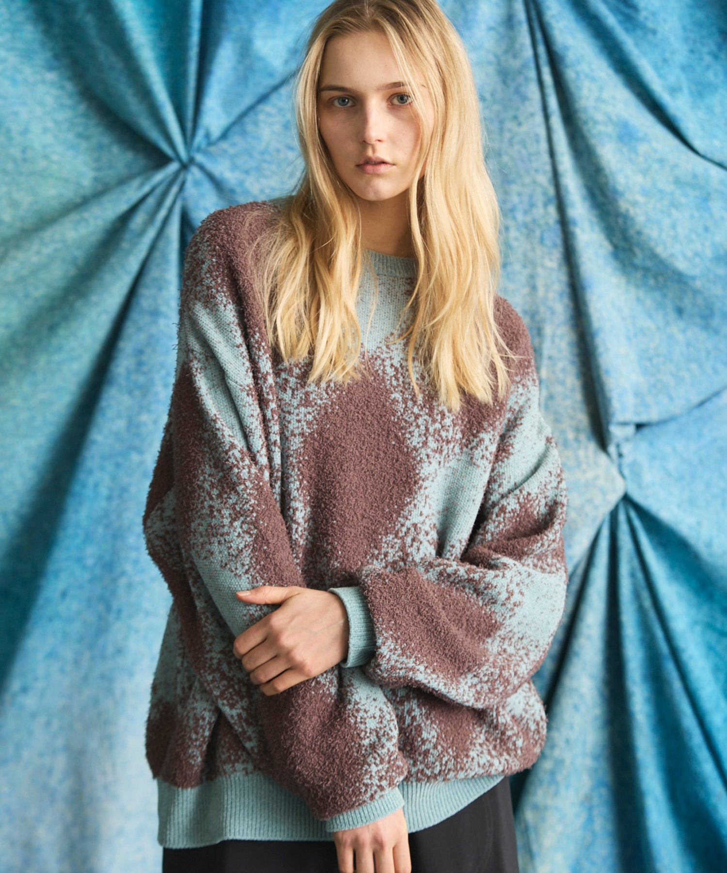 SALE】Fancy Yarn Prime-Over Argyle Crew Neck Knit Pullover