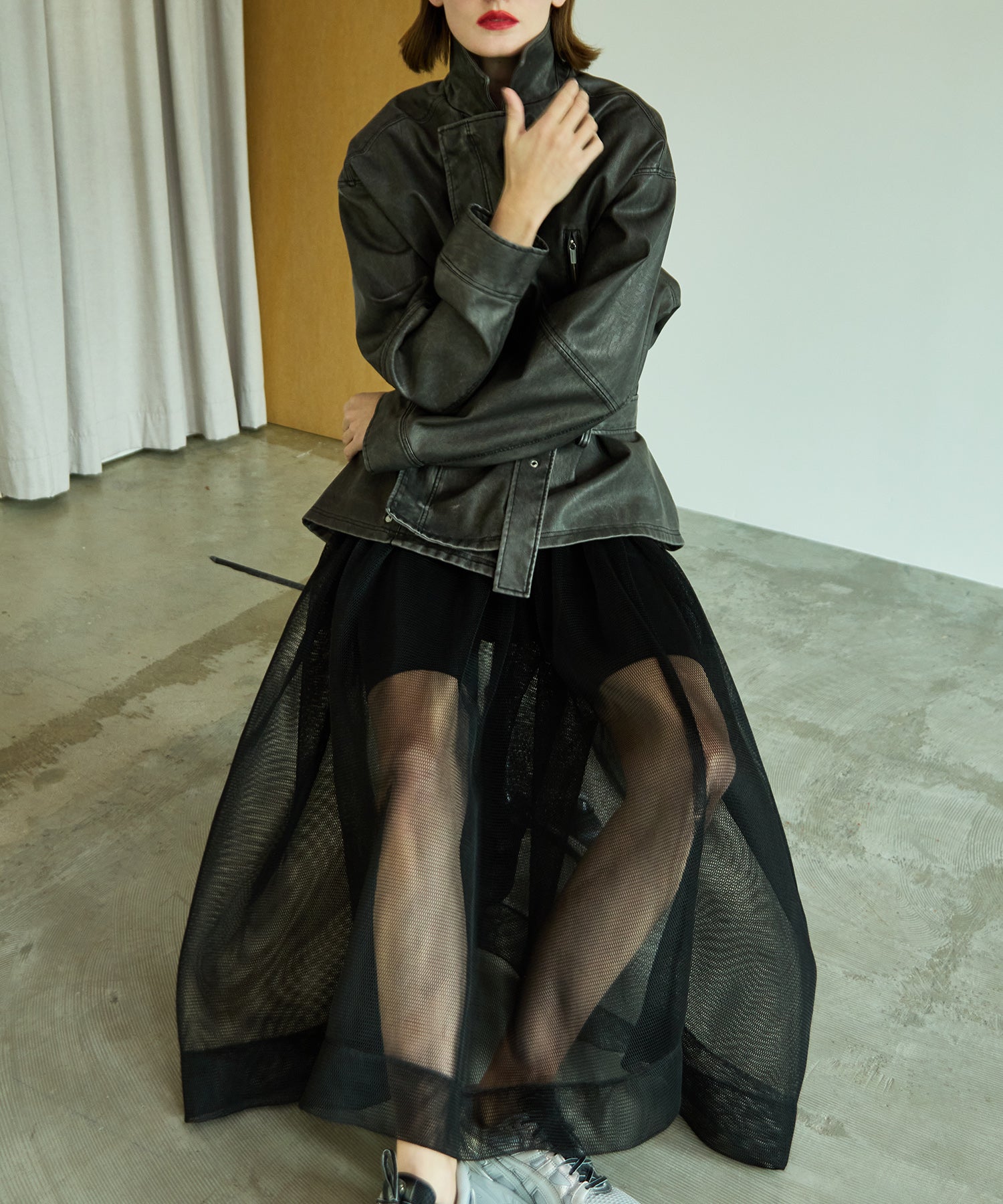 MAISON SPECIAL スポンジメッシュフレアスカート 黒 36 SALE】Sponge Mesh Flare Skirt
