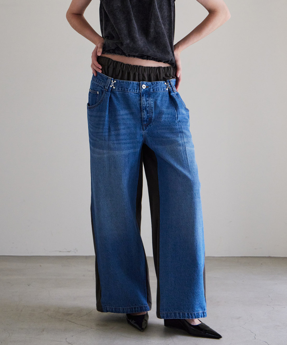 2WAY Back French Terry Denim Pants